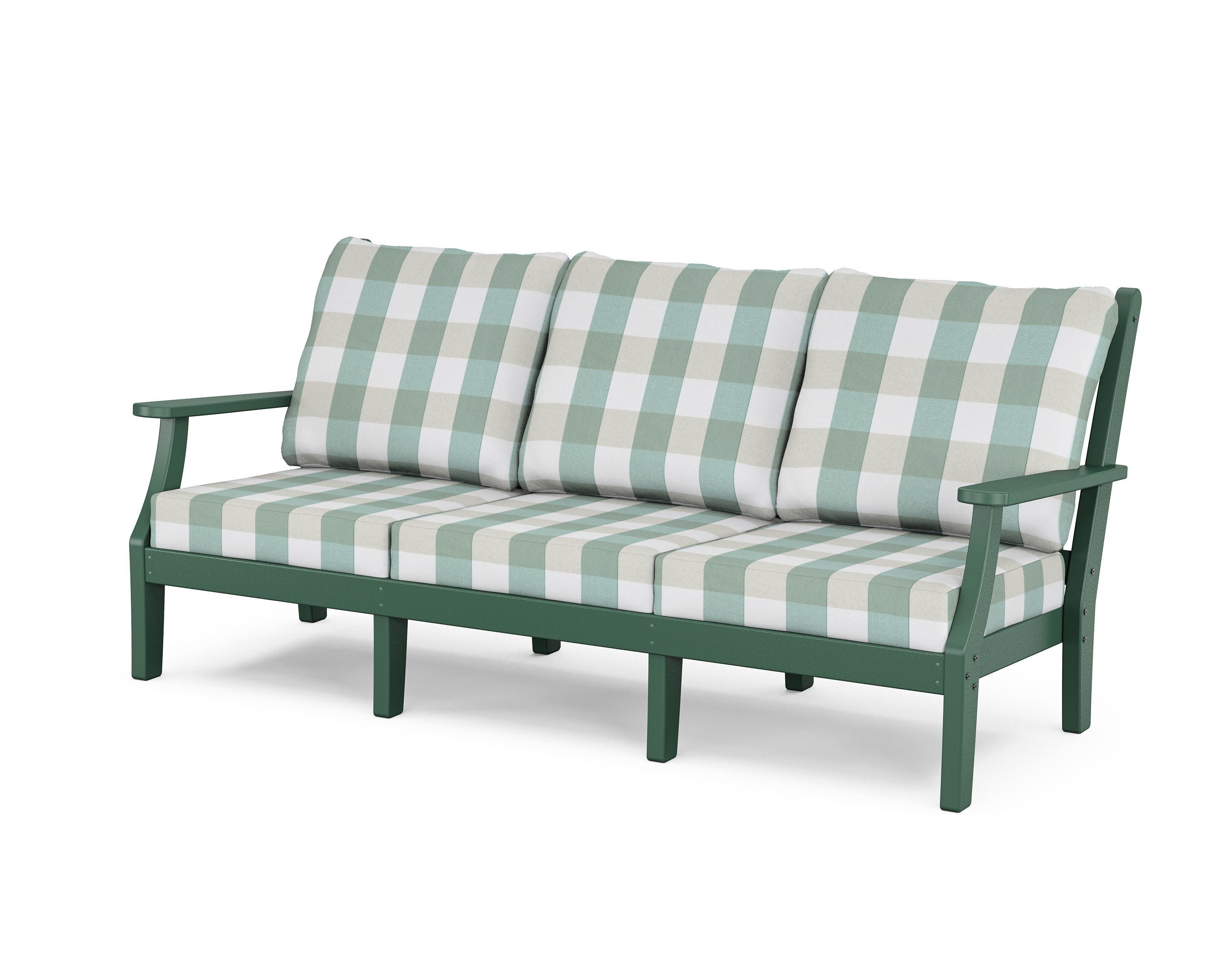 Wovendale Deep Seating Sofa in Green / Buffalo Plaid Glacier Spa