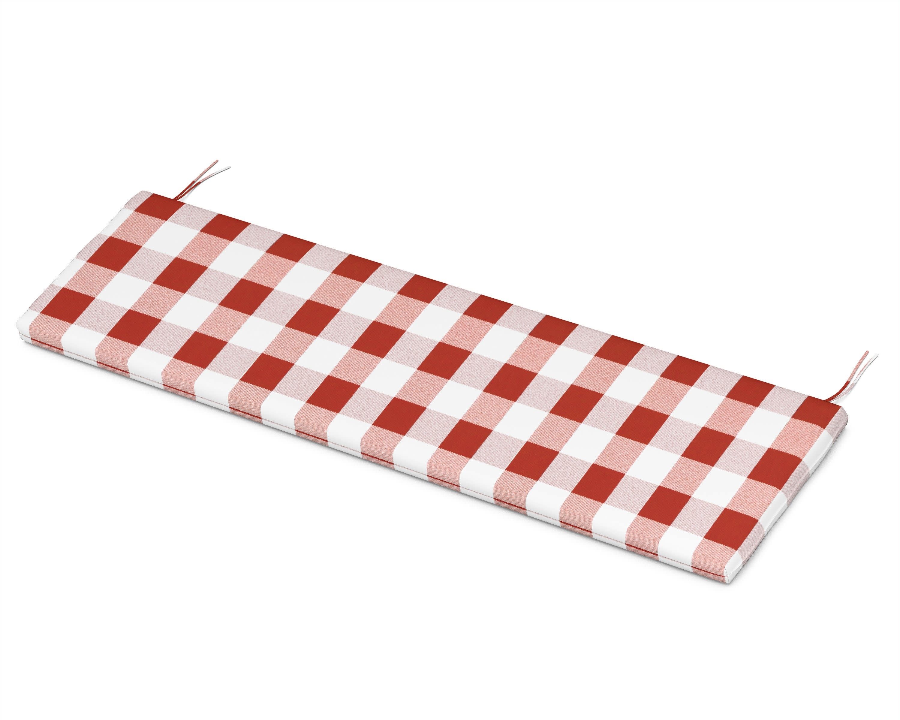 Bench Seat Cushion - 18.5"D x 55.5"W x 2.5"H in Buffalo Plaid Crimson