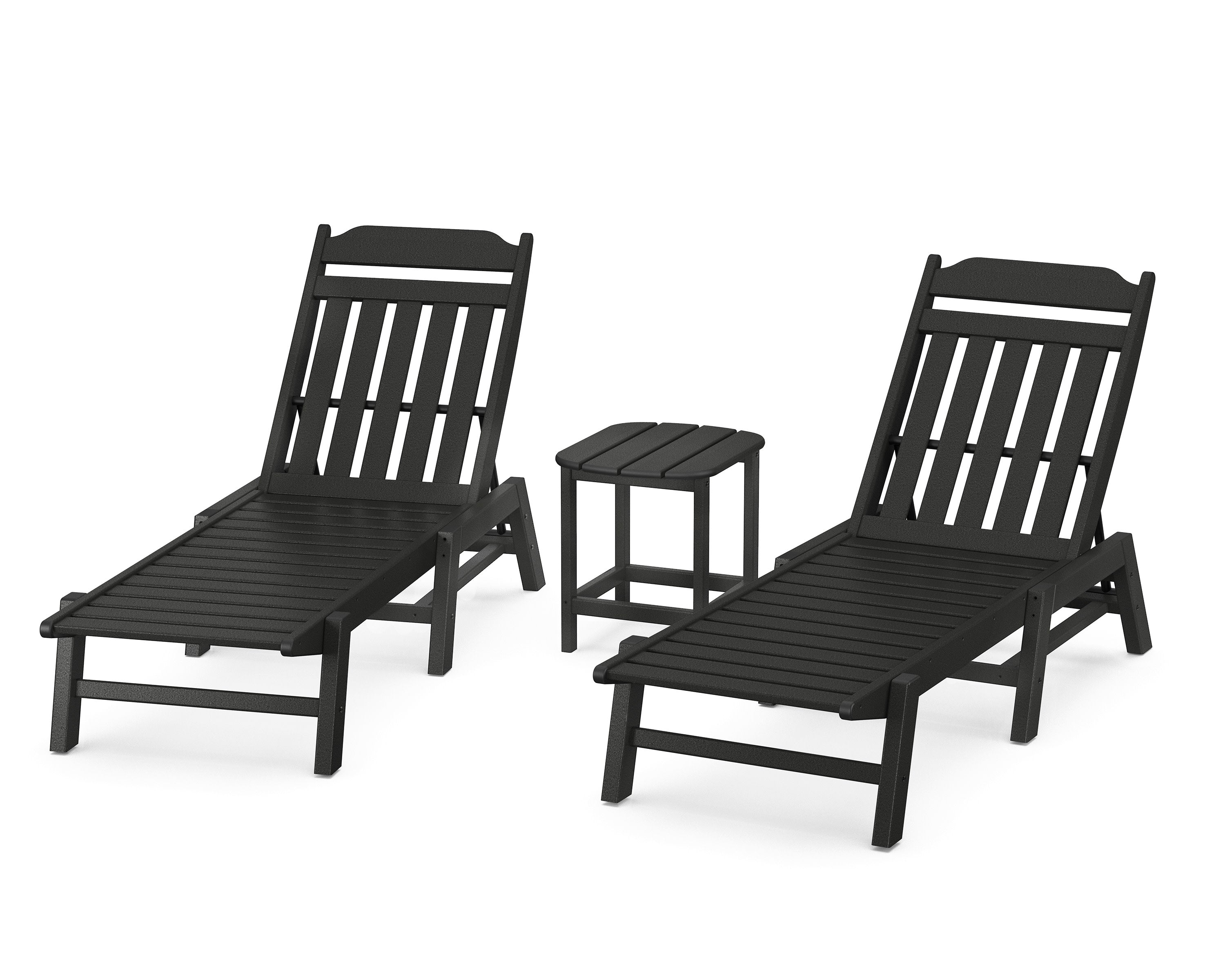 Cottage 3-Piece Chaise Set in Black