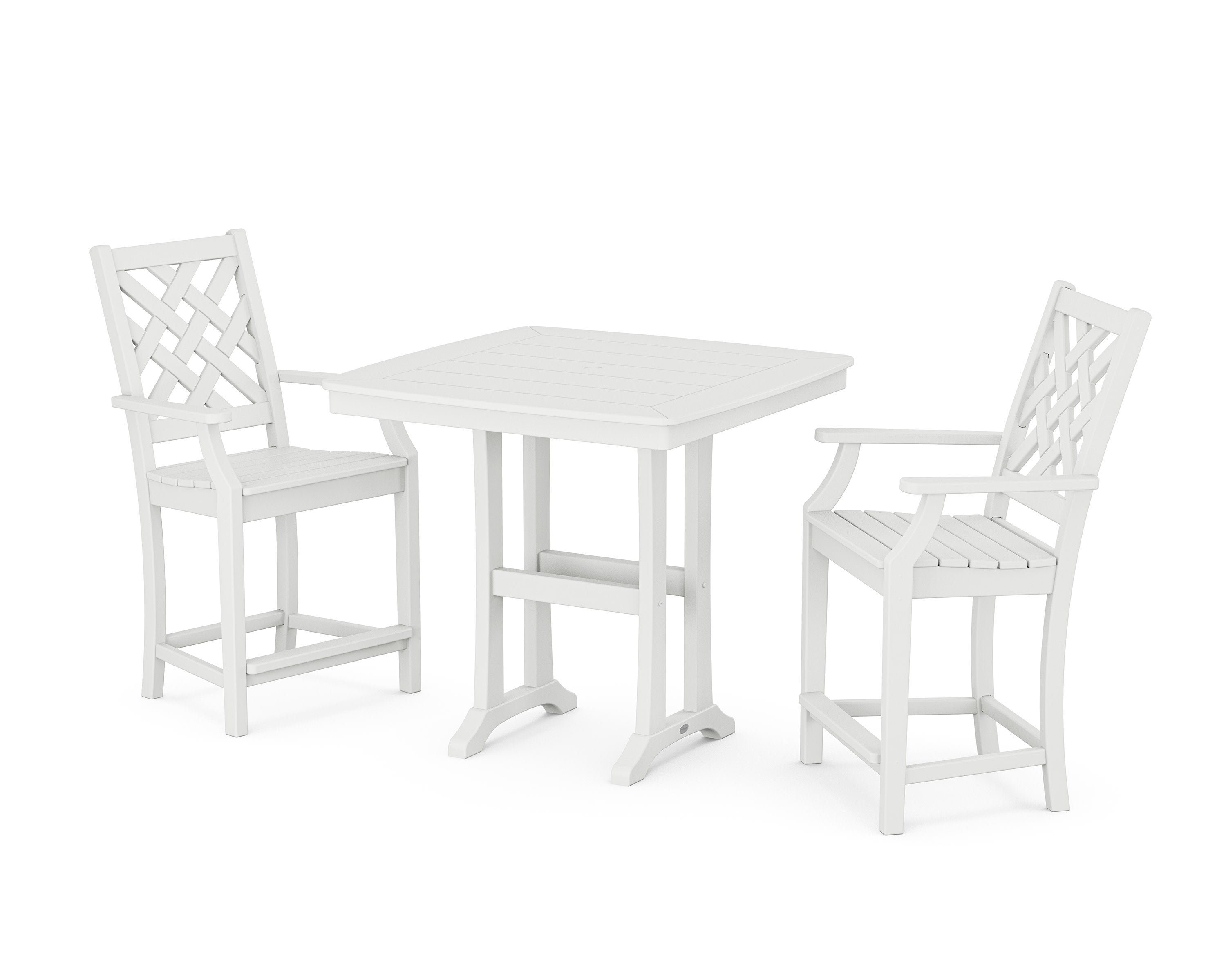 Wovendale 3-Piece Counter Set with Trestle Legs in White