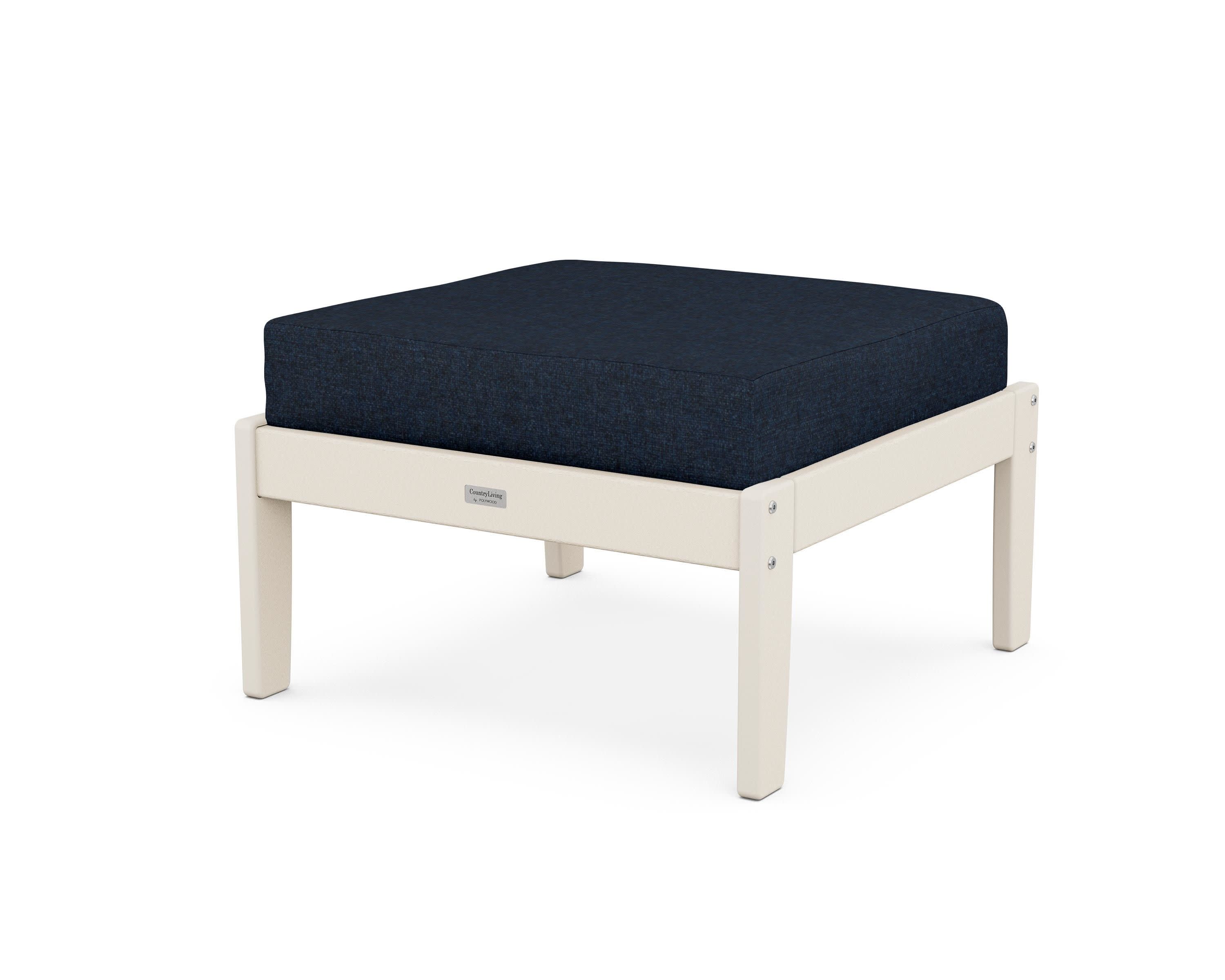 Cottage Deep Seating Ottoman in Sand / Marine Indigo