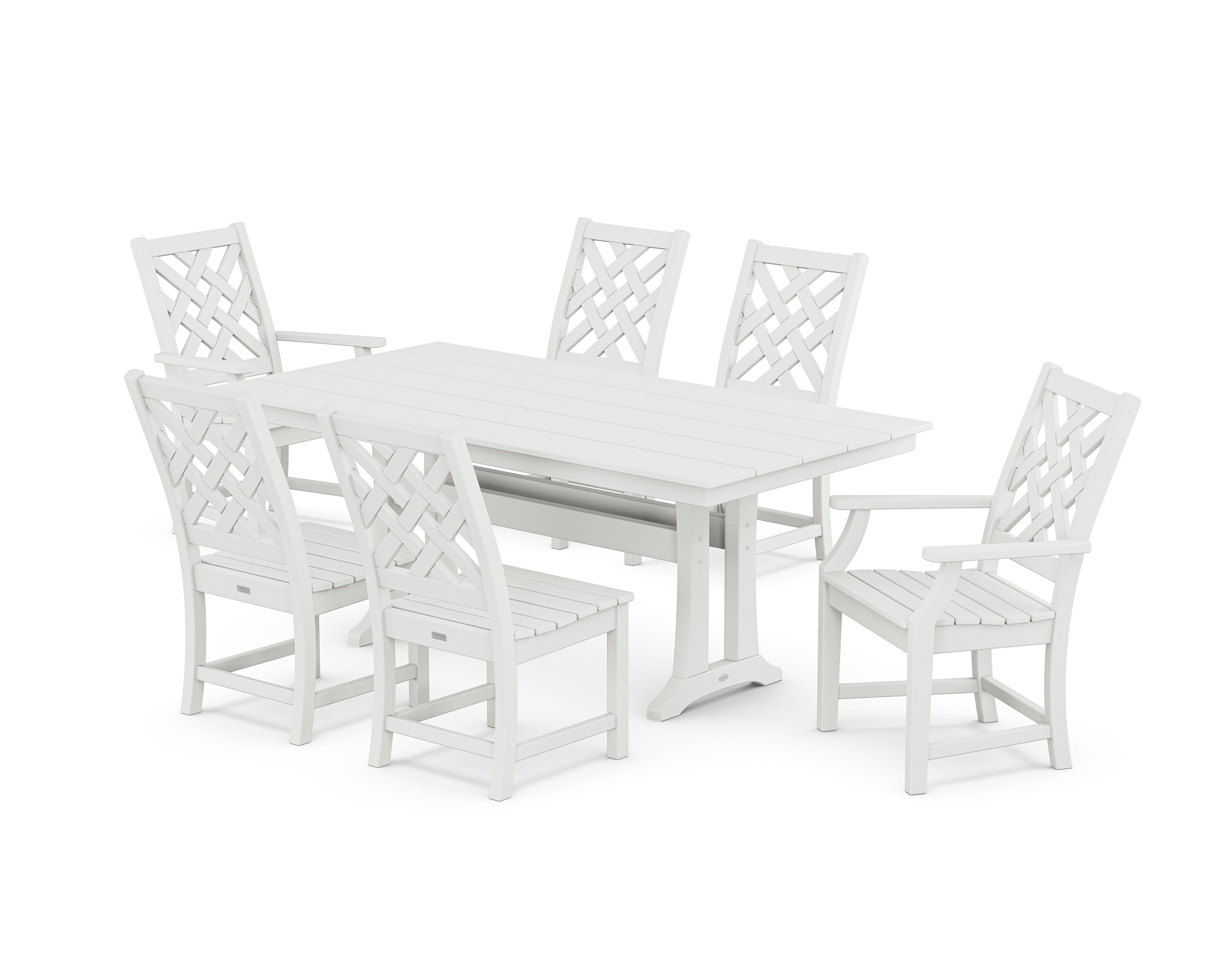 Wovendale 7-Piece Farmhouse Dining Set with Trestle Legs in White