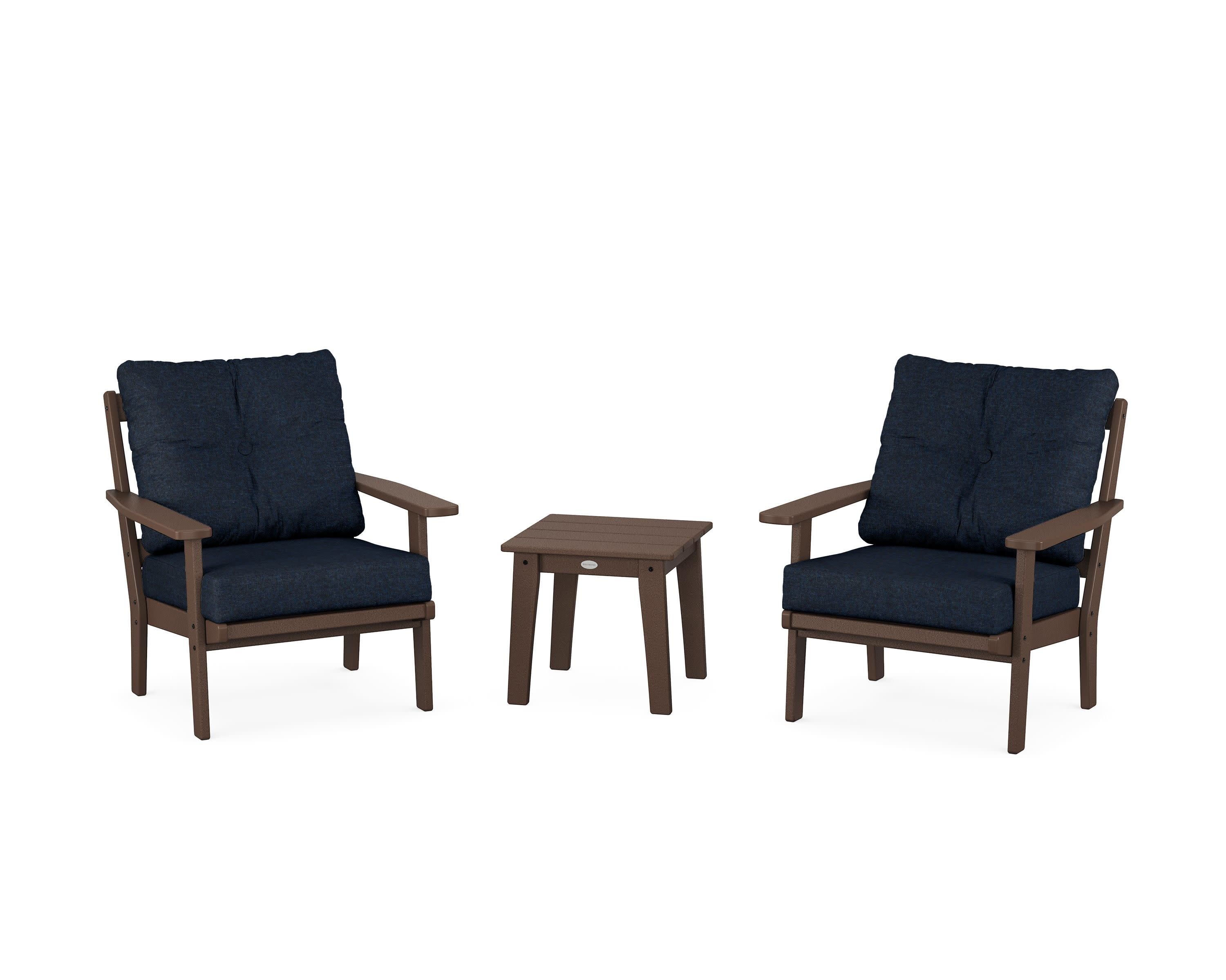 Prairie 3-Piece Deep Seating Set in Mahogany / Marine Indigo