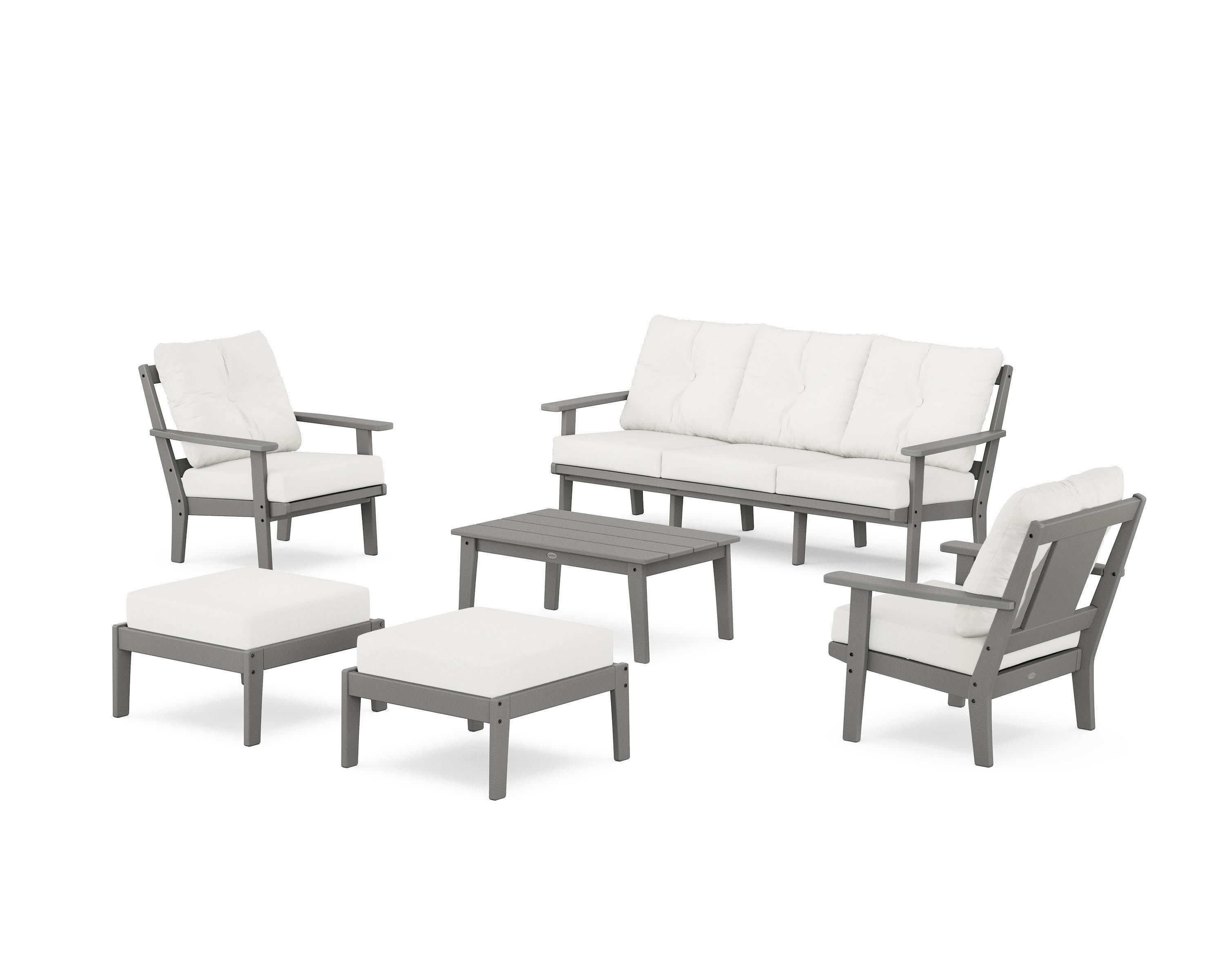 Prairie 6-Piece Lounge Sofa Set in Slate Grey / Natural Linen
