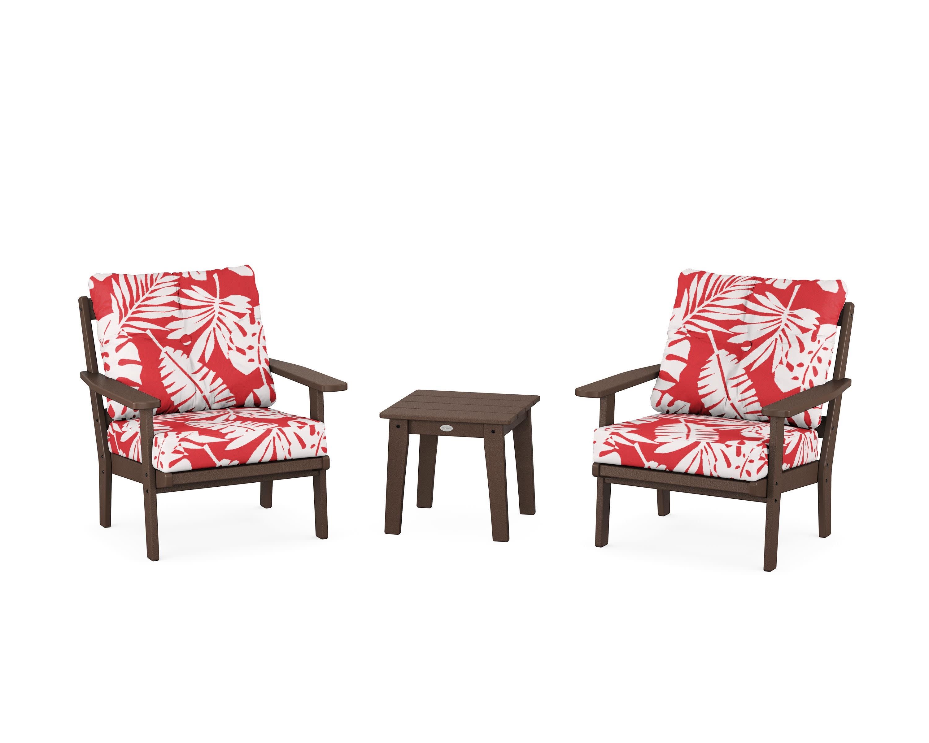 Prairie 3-Piece Deep Seating Set in Mahogany / Leaf Crimson