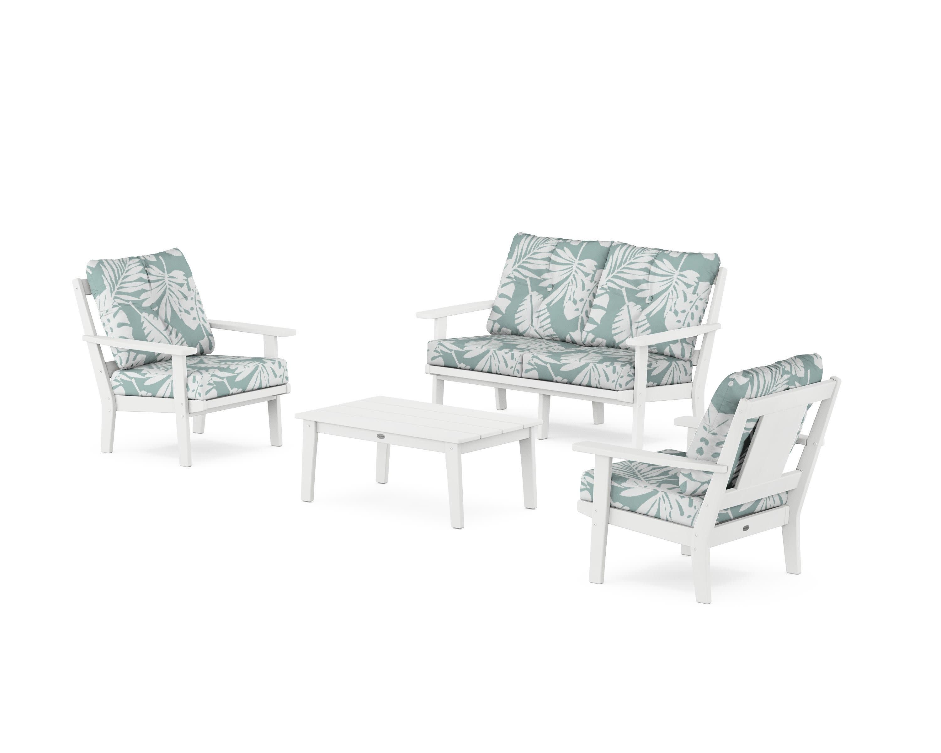 Prairie 4-Piece Deep Seating Set with Loveseat in White / Leaf Glacier Spa