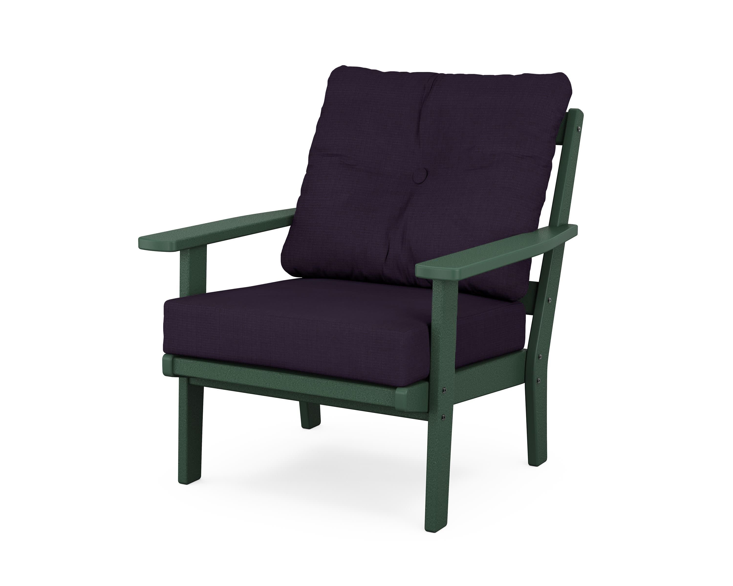 Prairie Deep Seating Chair in Green / Navy Linen