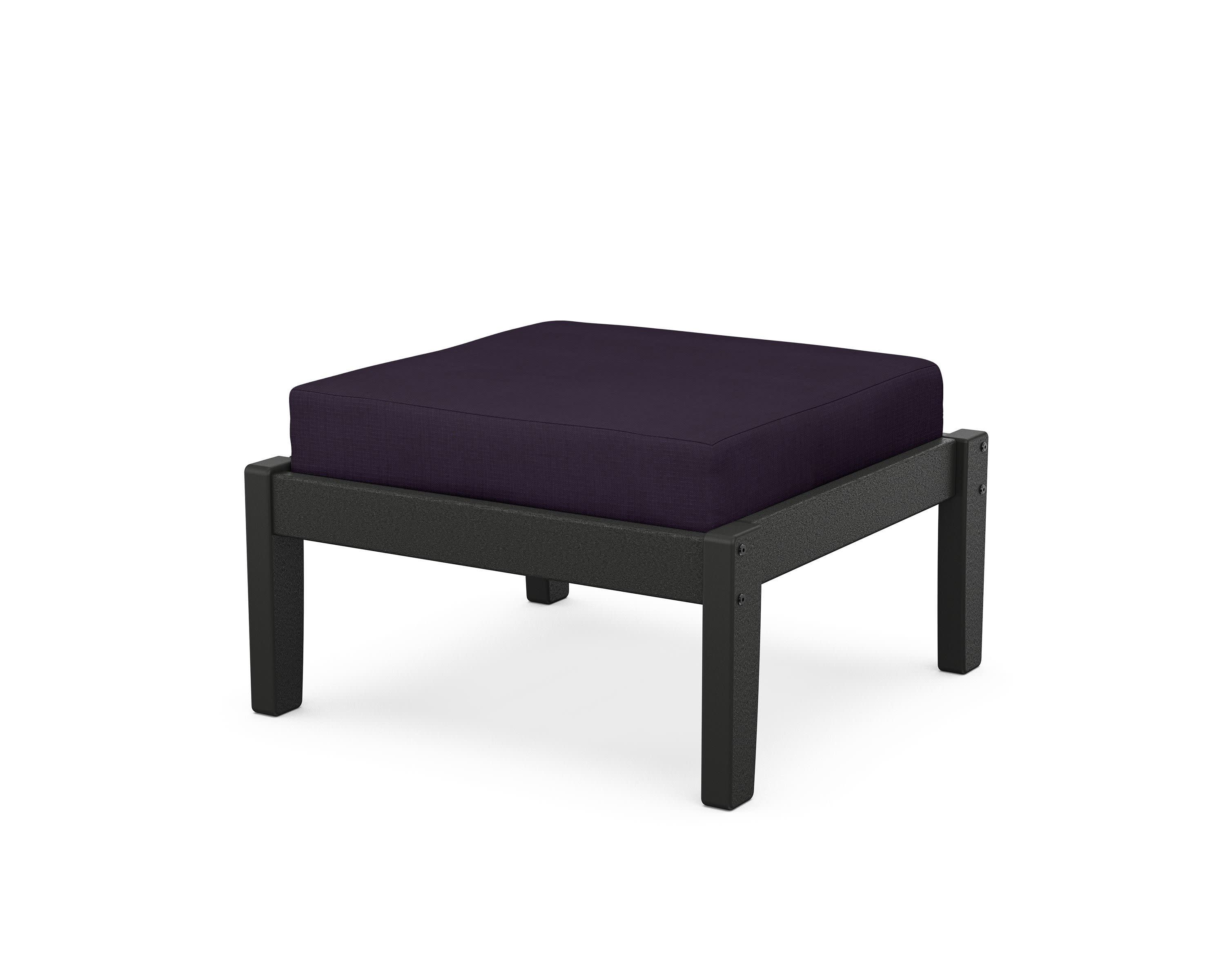 Deep Seating Ottoman in Black / Navy Linen