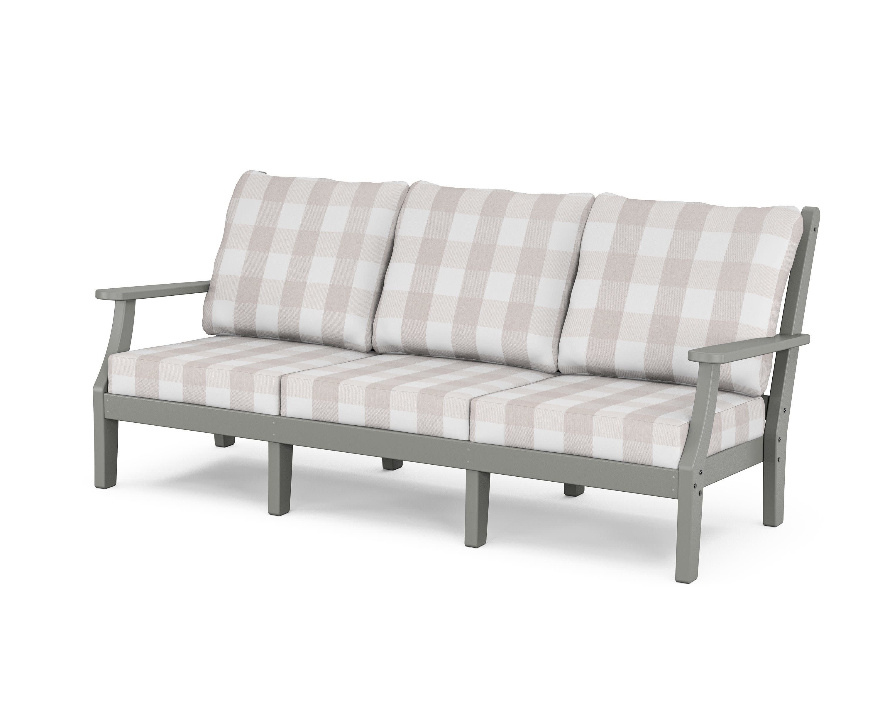 Wovendale Deep Seating Sofa in Slate Grey / Buffalo Plaid Dune Burlap