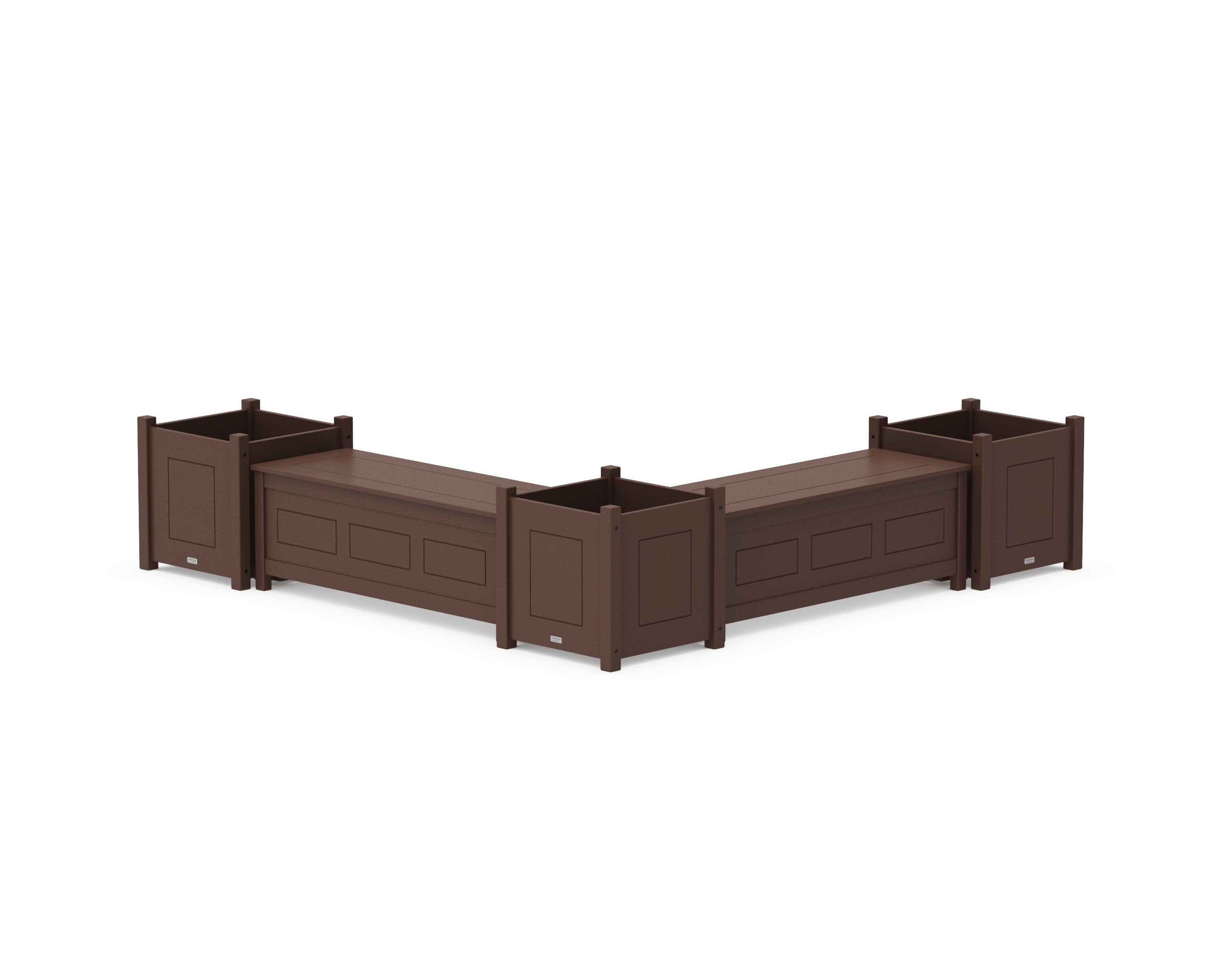 48" Country Living L- Shaped Planter Storage Bench Corner Set- Large in Mahogany