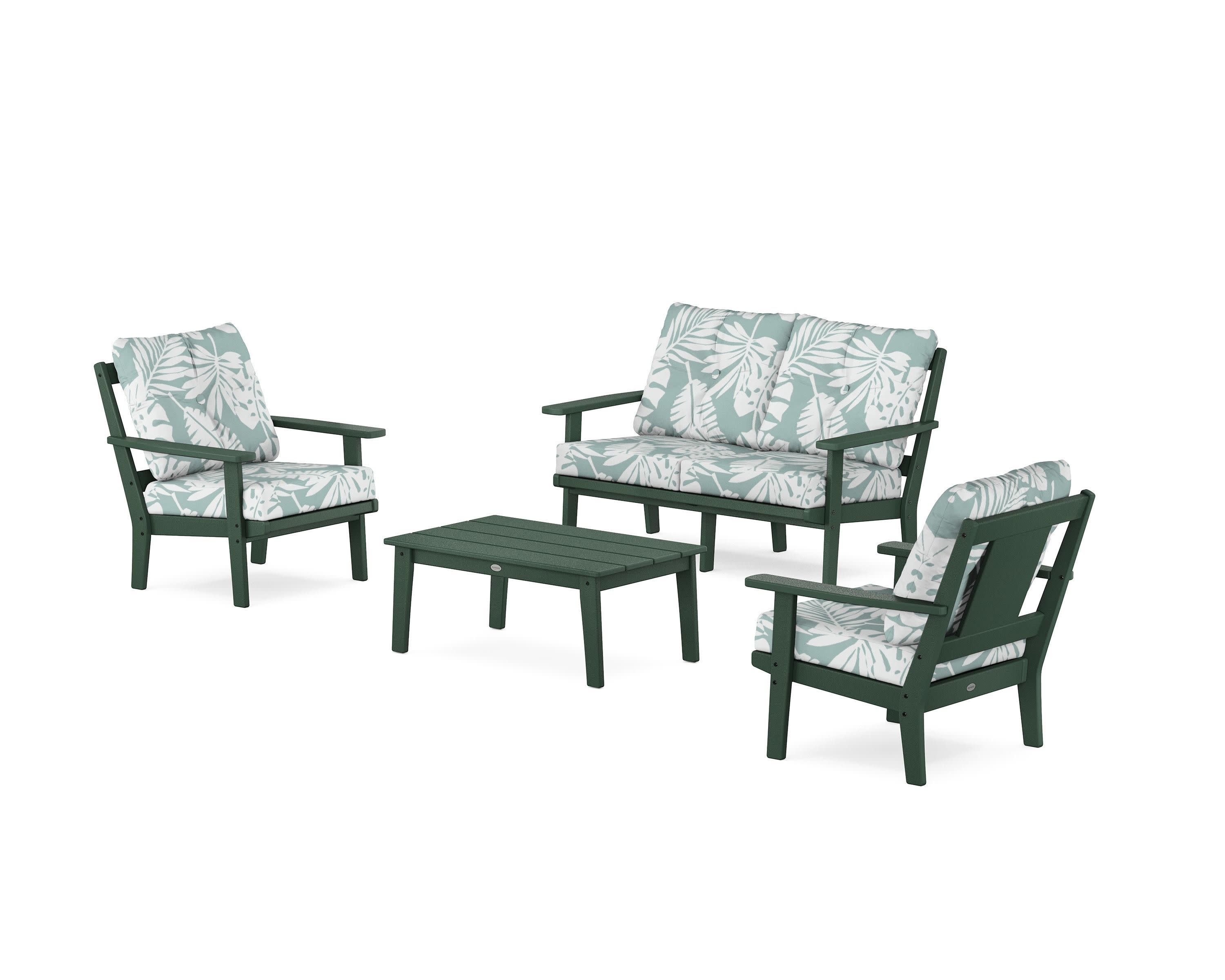 Prairie 4-Piece Deep Seating Set with Loveseat in Green / Leaf Glacier Spa