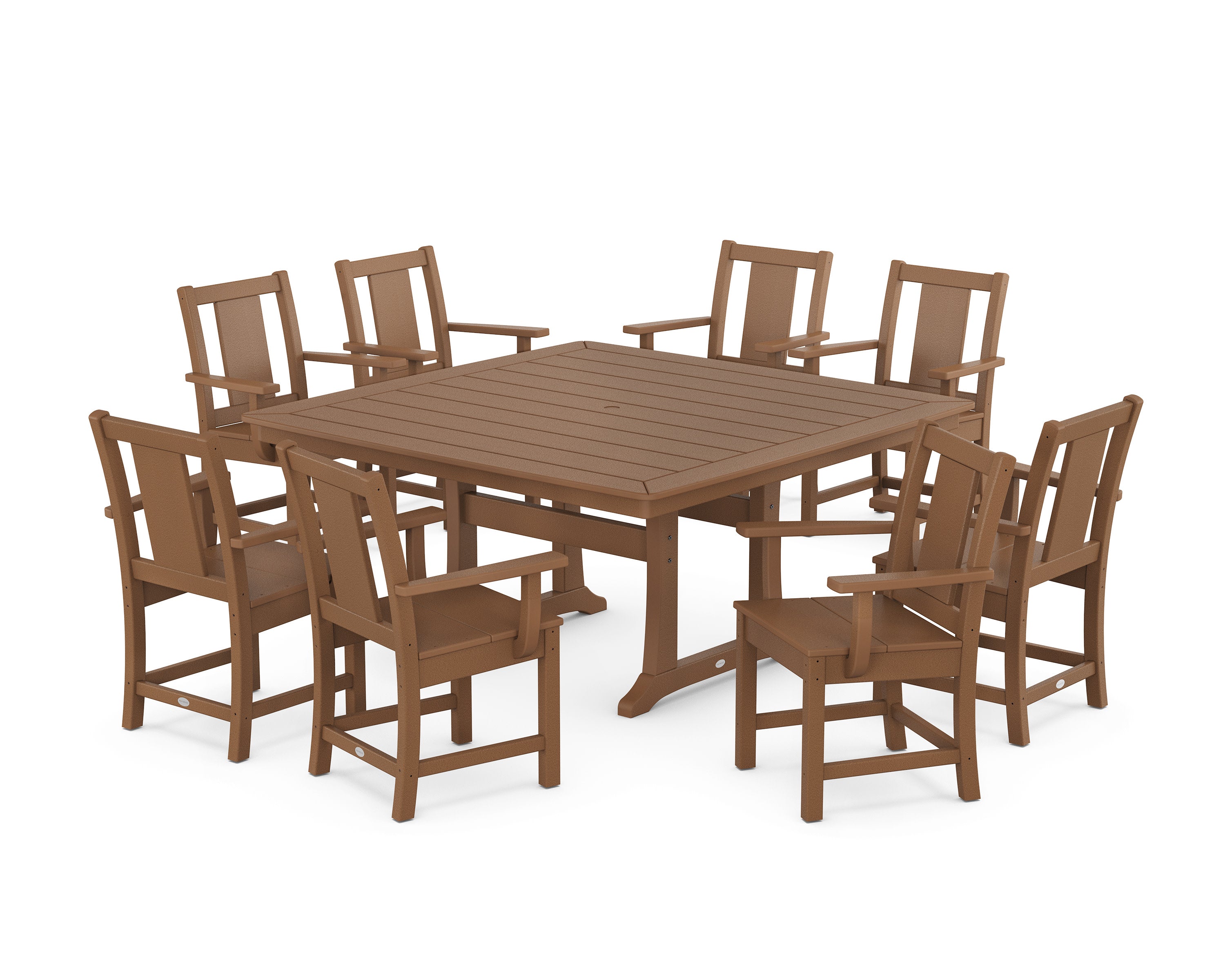 Prairie 9-Piece Square Dining Set with Trestle Legs in Teak