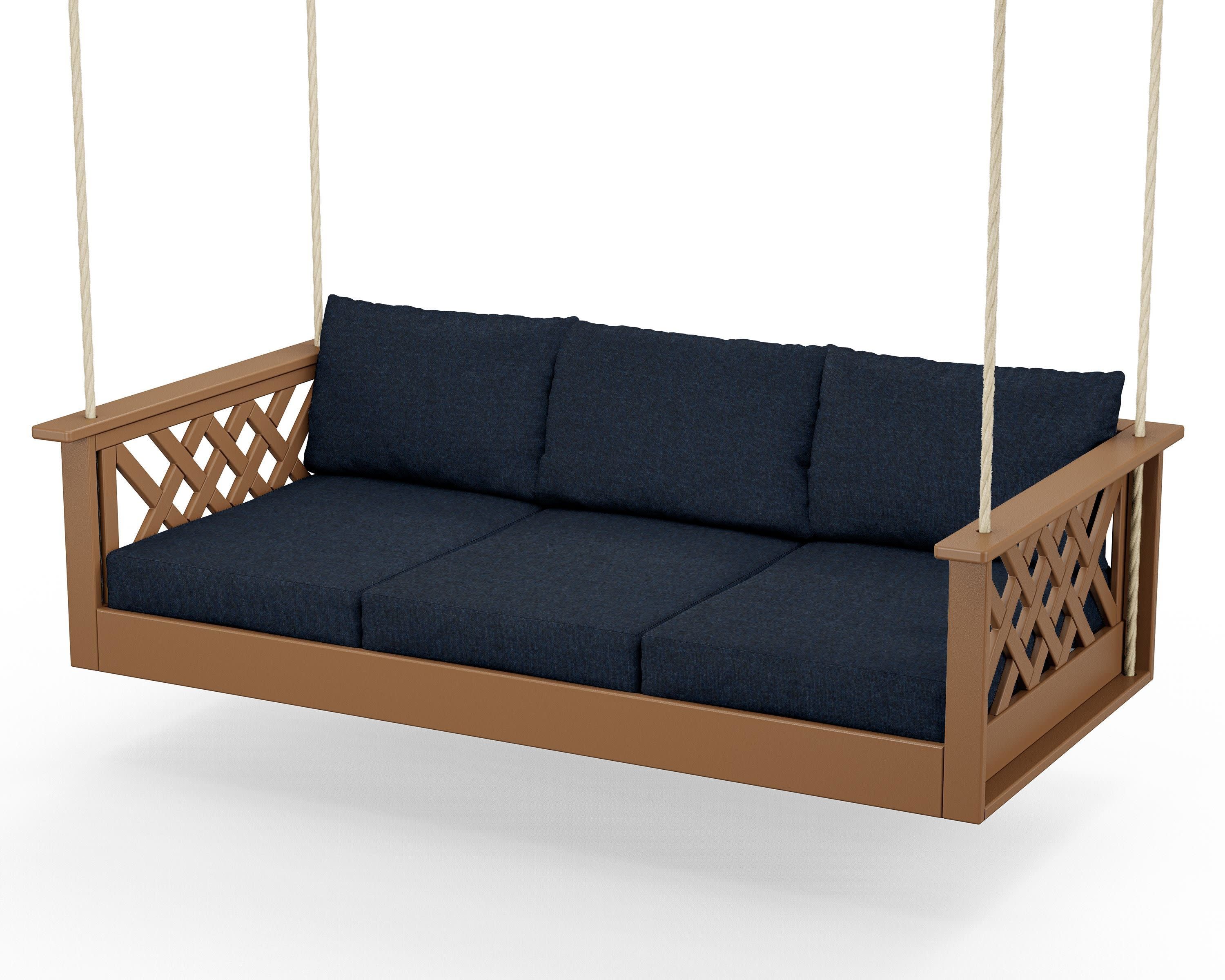 Wovendale Daybed Swing in Teak / Marine Indigo