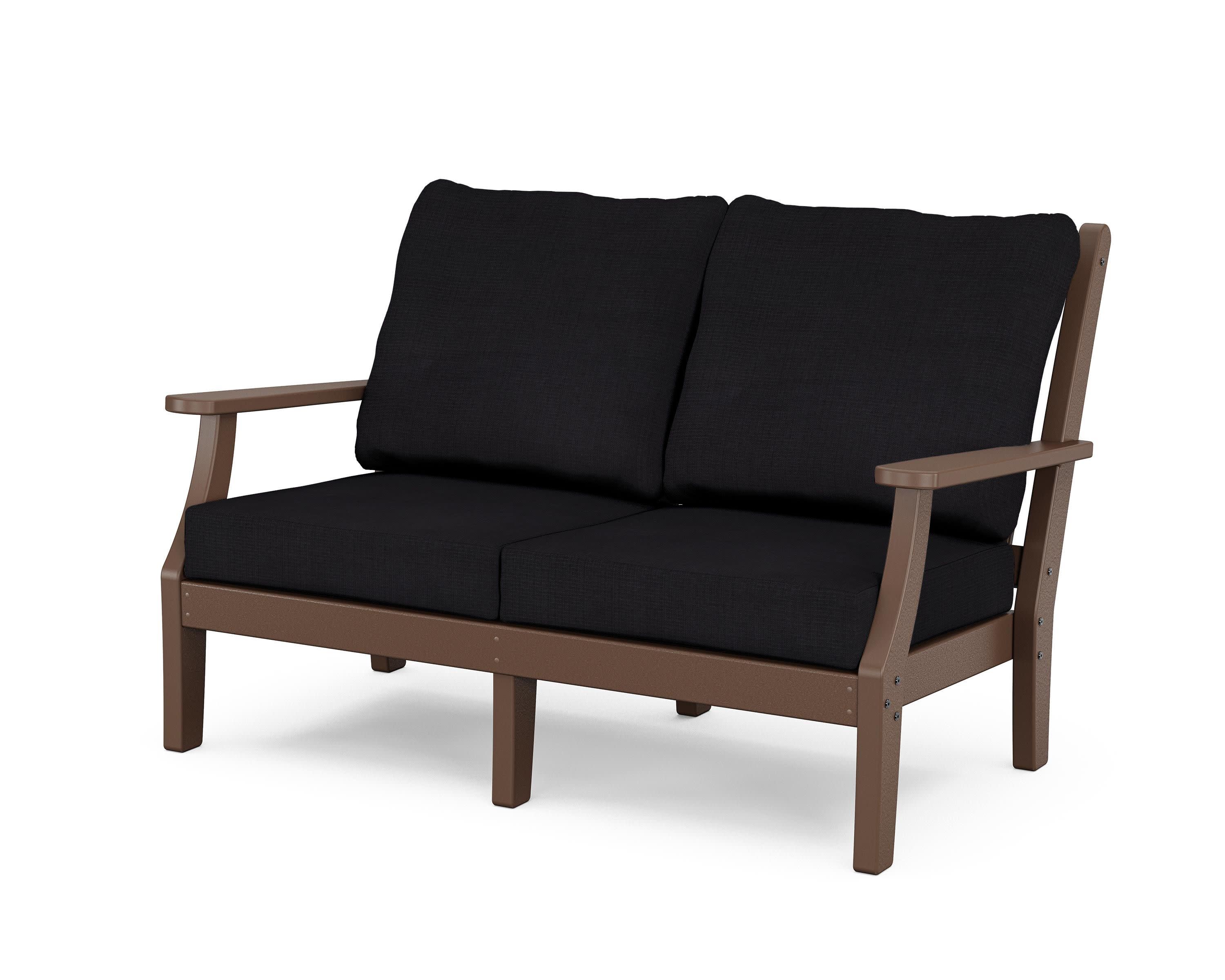 Wovendale Deep Seating Loveseat in Mahogany / Midnight Linen