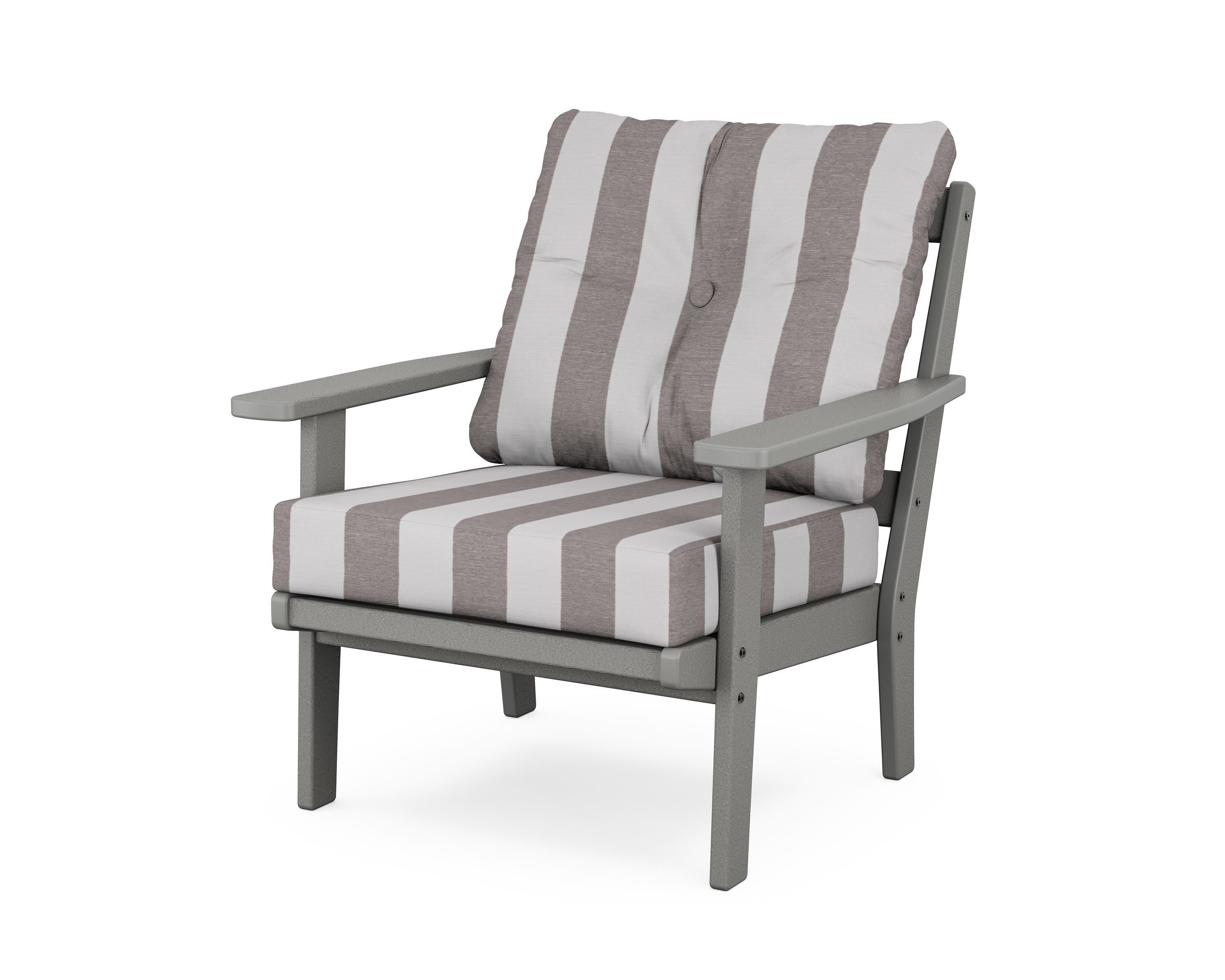Prairie Deep Seating Chair in Slate Grey / Cabana Stripe Grey Mist