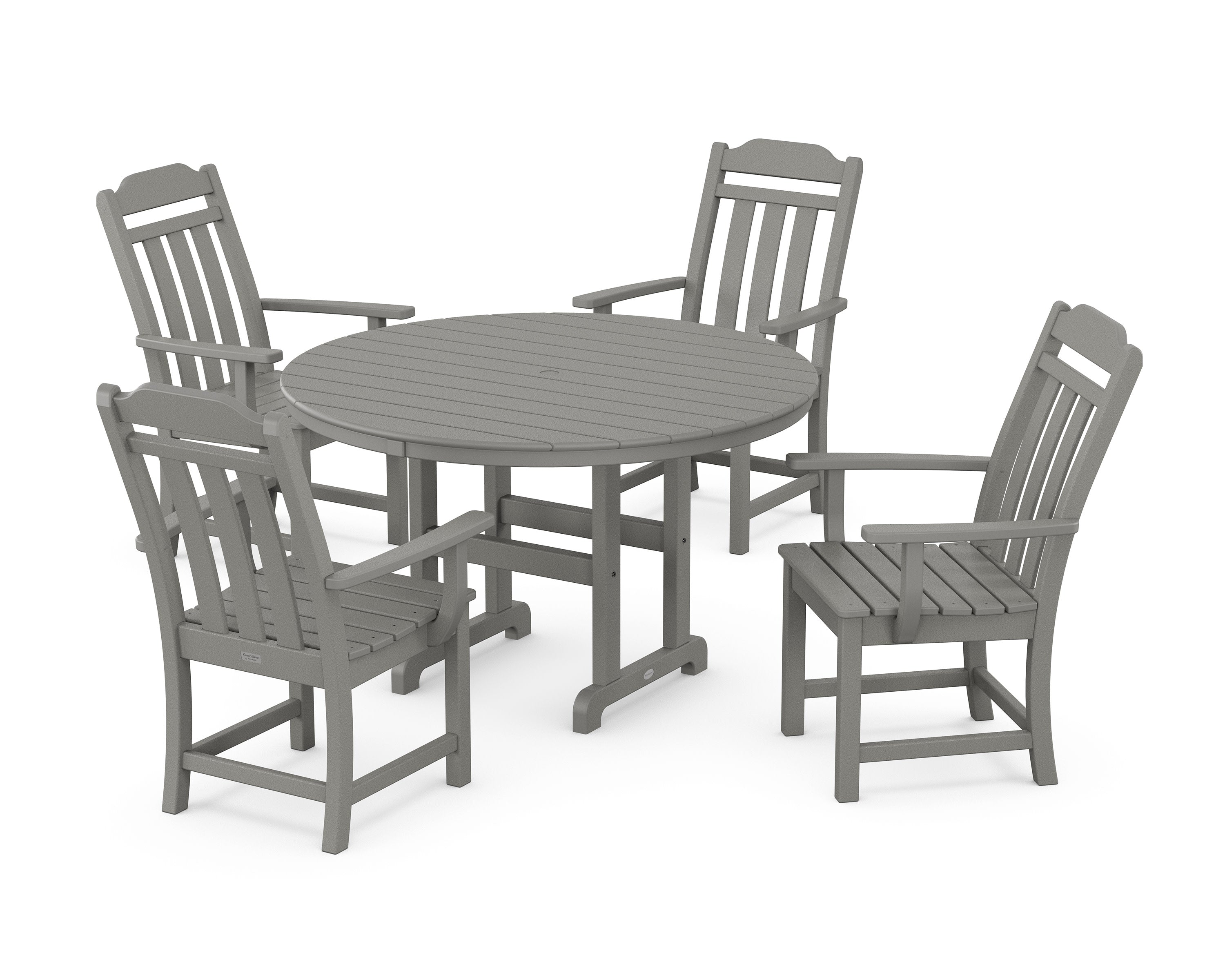 Cottage 5-Piece Round Farmhouse Dining Set in Slate Grey