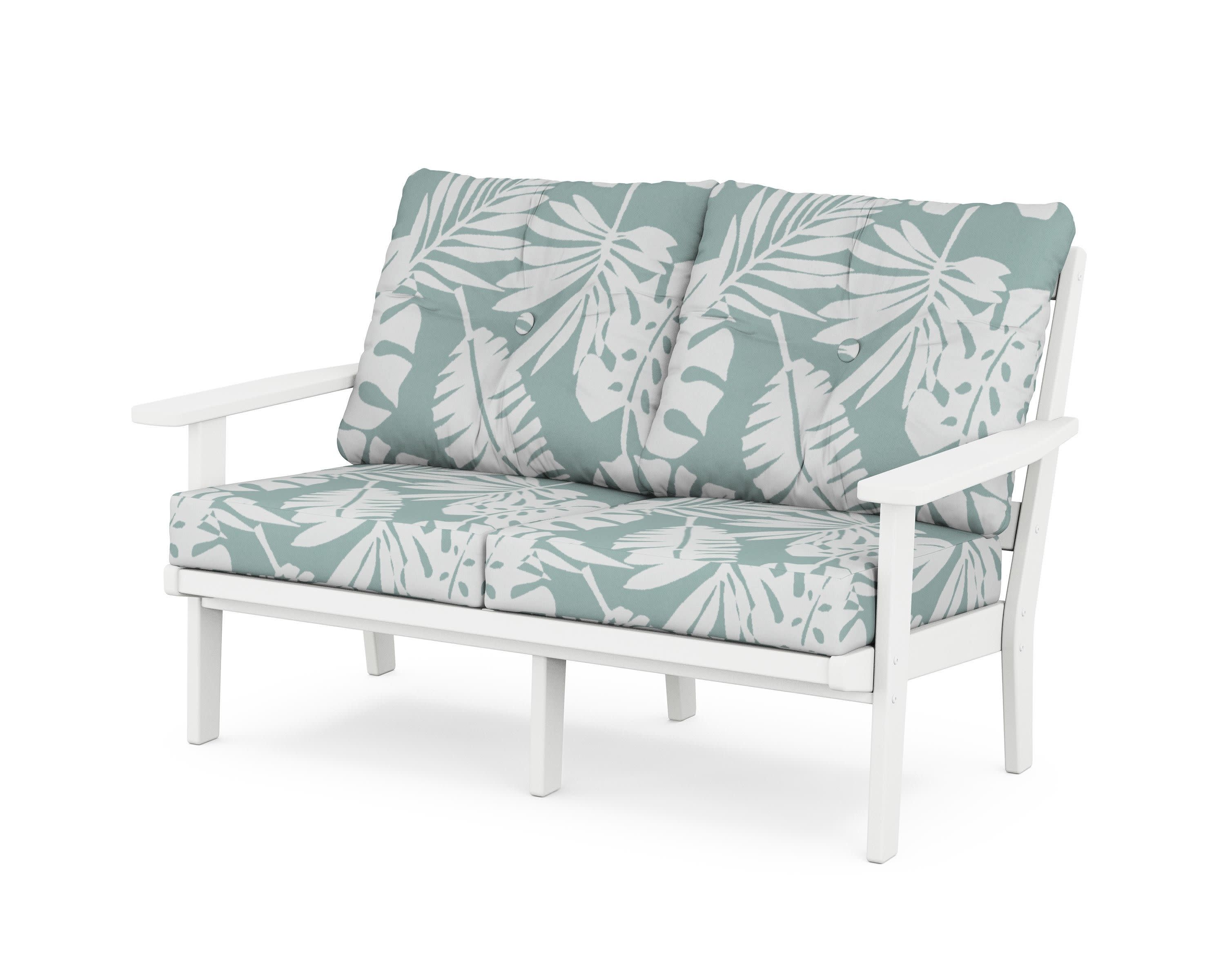 Prairie Deep SeatingLoveseat in White / Leaf Glacier Spa