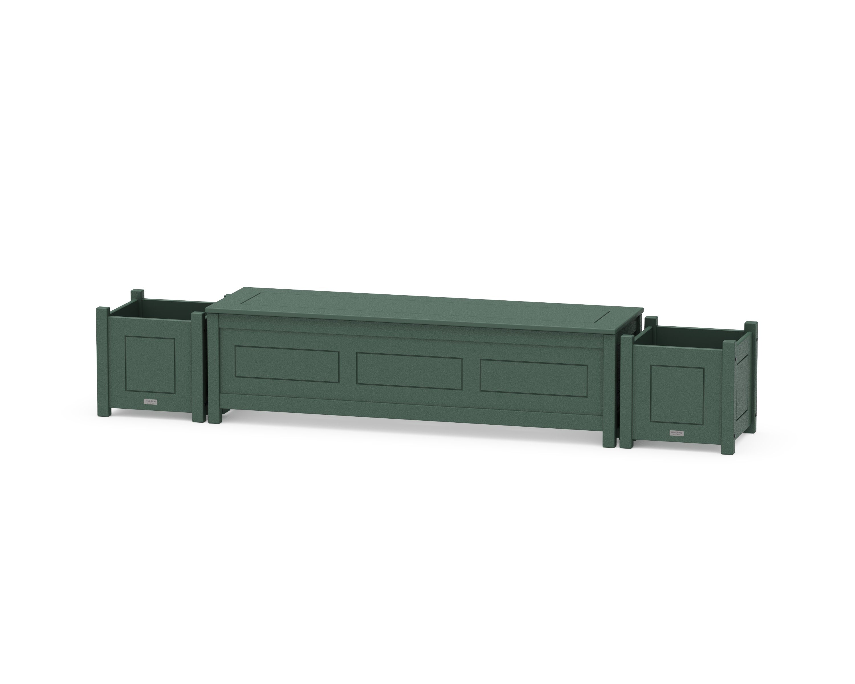 60" Country Living Straight Planter Storage Bench Set in Green