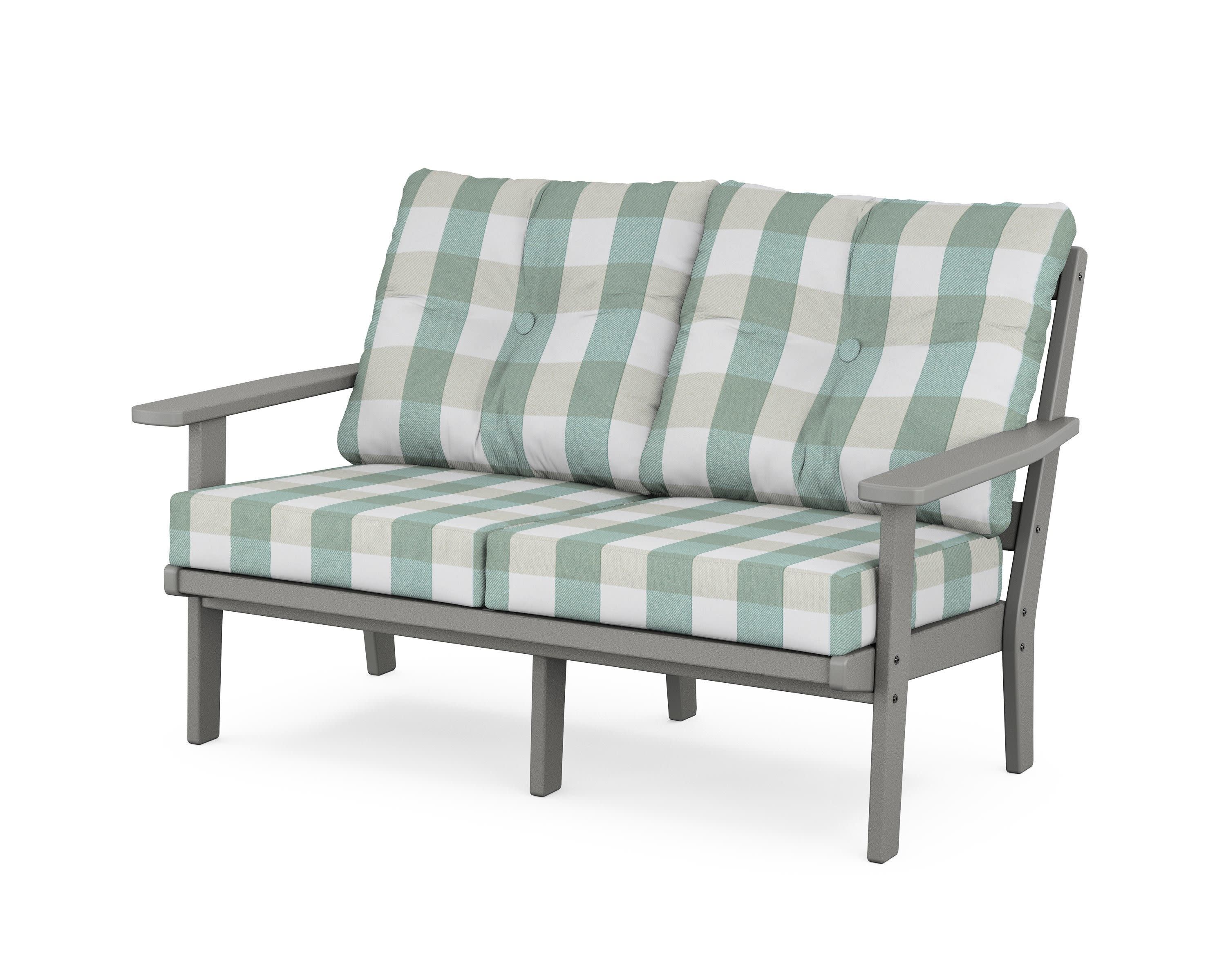 Prairie Deep SeatingLoveseat in Slate Grey / Buffalo Plaid Glacier Spa