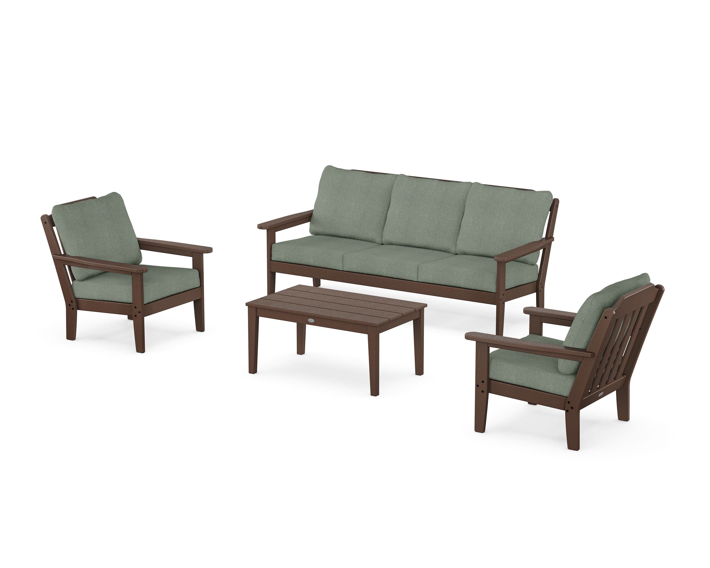 Cottage 4-Piece Deep Seating Set with Sofa in Mahogany / Cast Sage