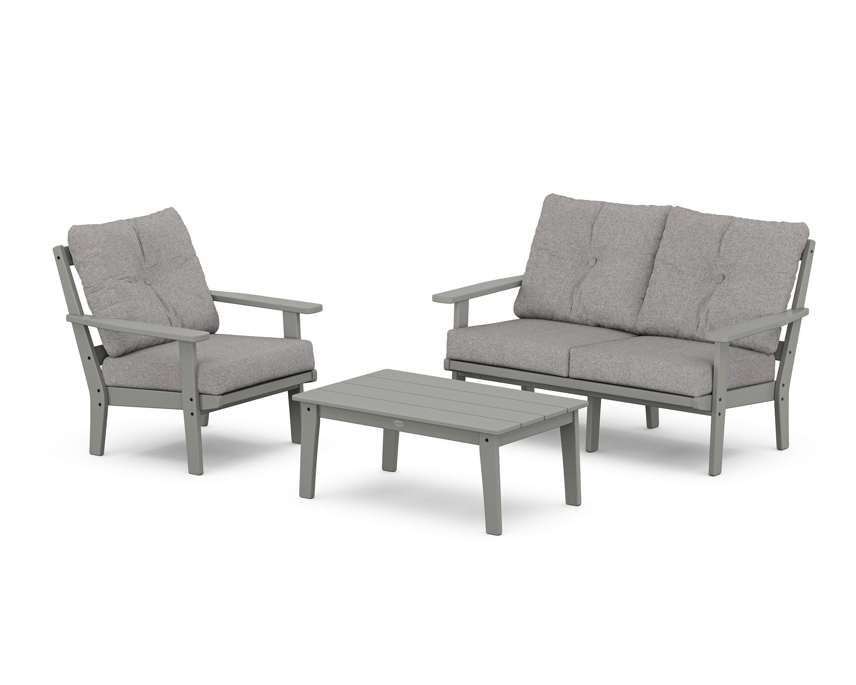 Prairie 3-Piece Deep Seating Set with Loveseat in Slate Grey / Grey Mist