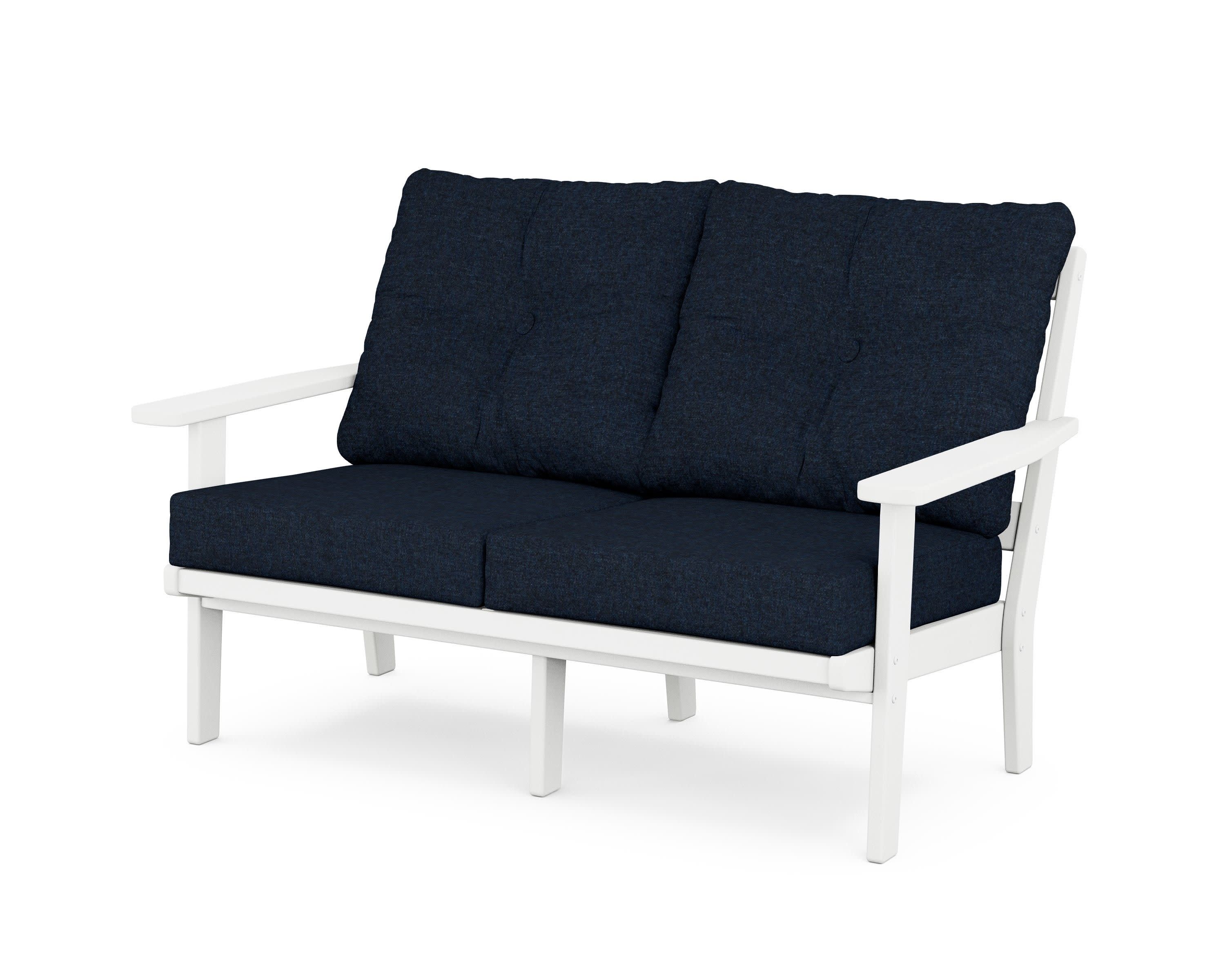 Prairie Deep SeatingLoveseat in White / Marine Indigo