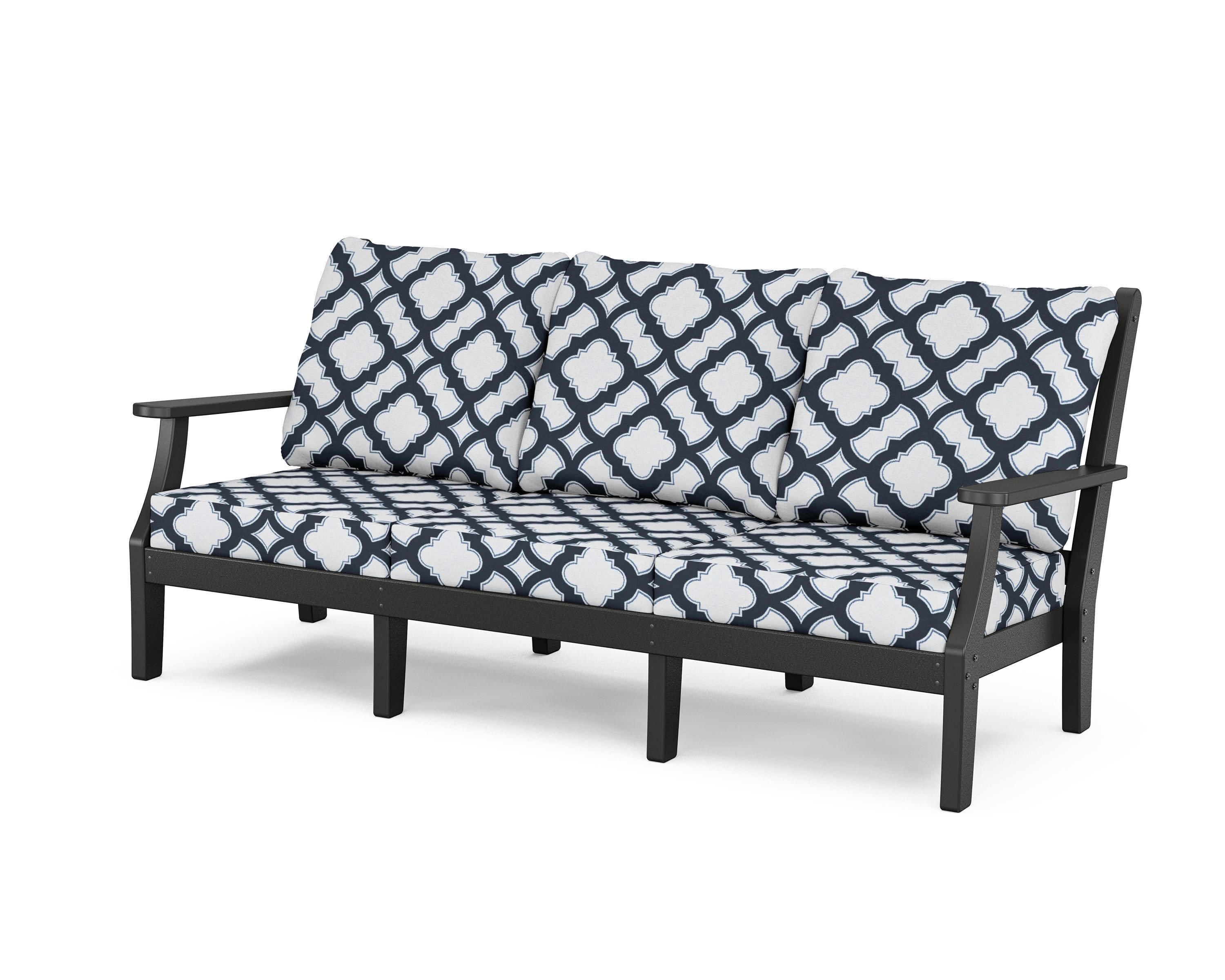 Wovendale Deep Seating Sofa in Black / Trellis Marine Indigo
