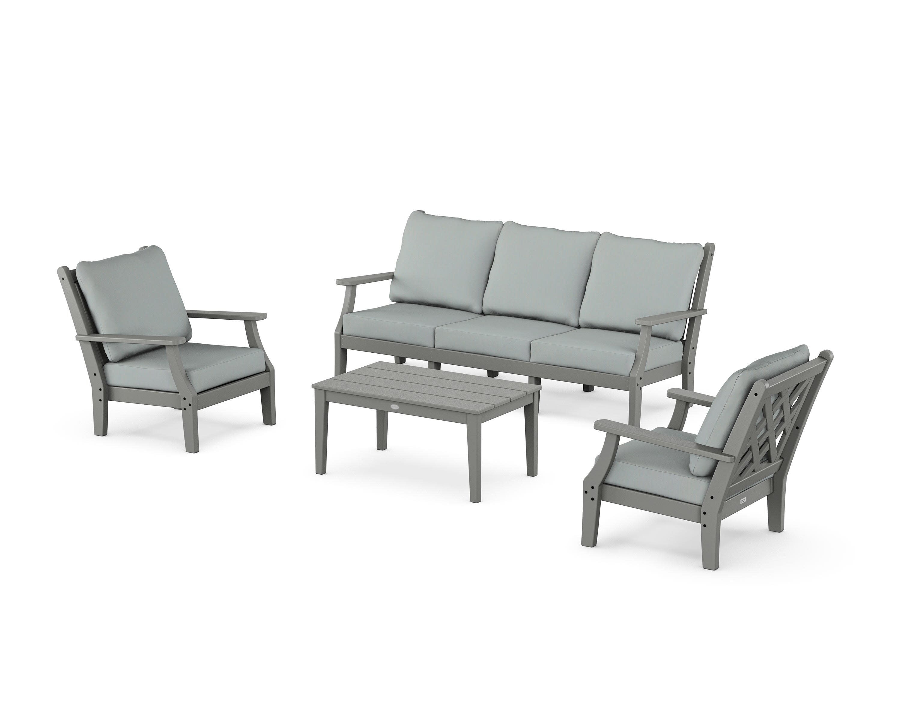 Wovendale 4-Piece Deep Seating Set with Sofa in Slate Grey / Spa