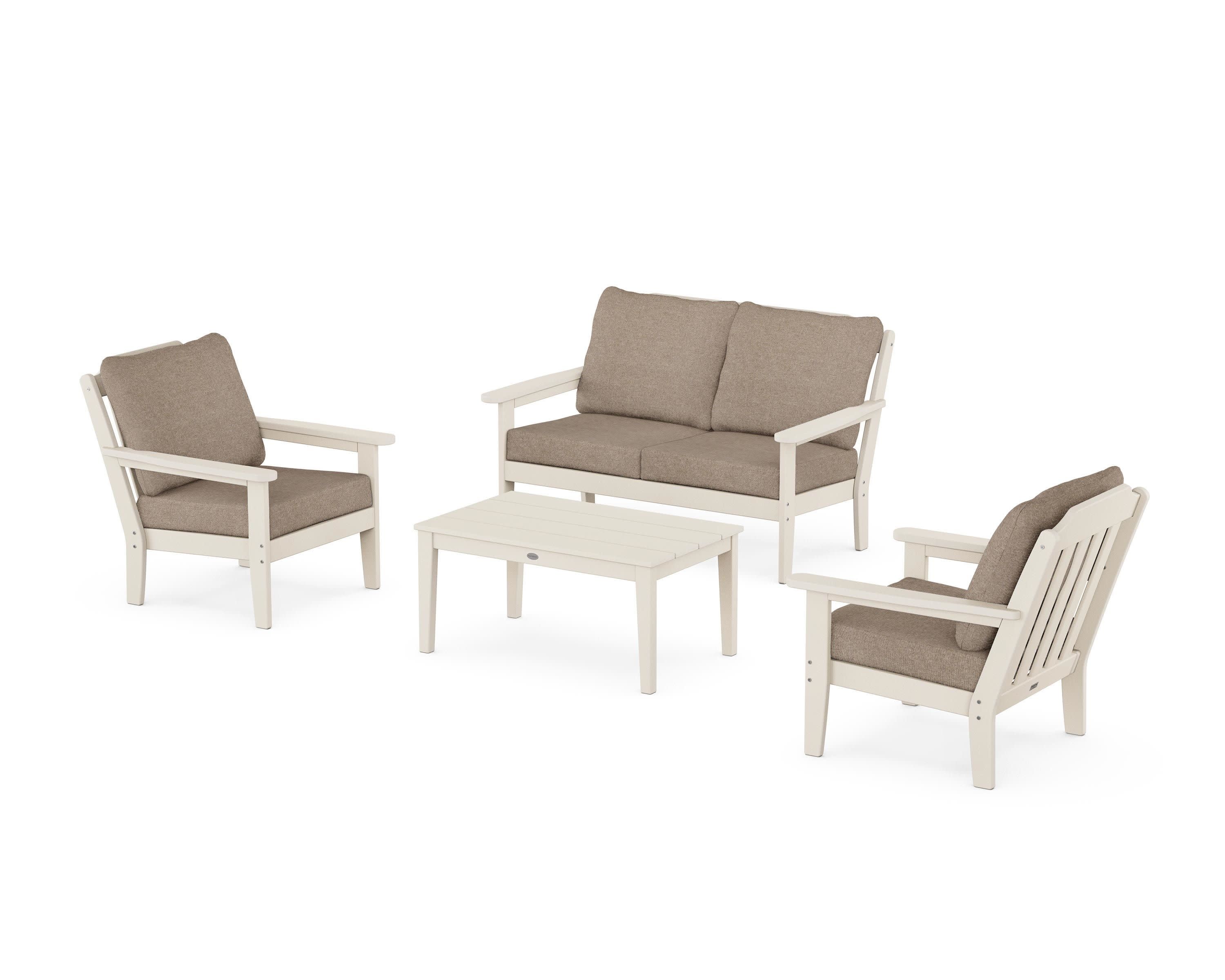 Cottage 4-Piece Deep Seating Set with Loveseat in Sand / Spiced Burlap