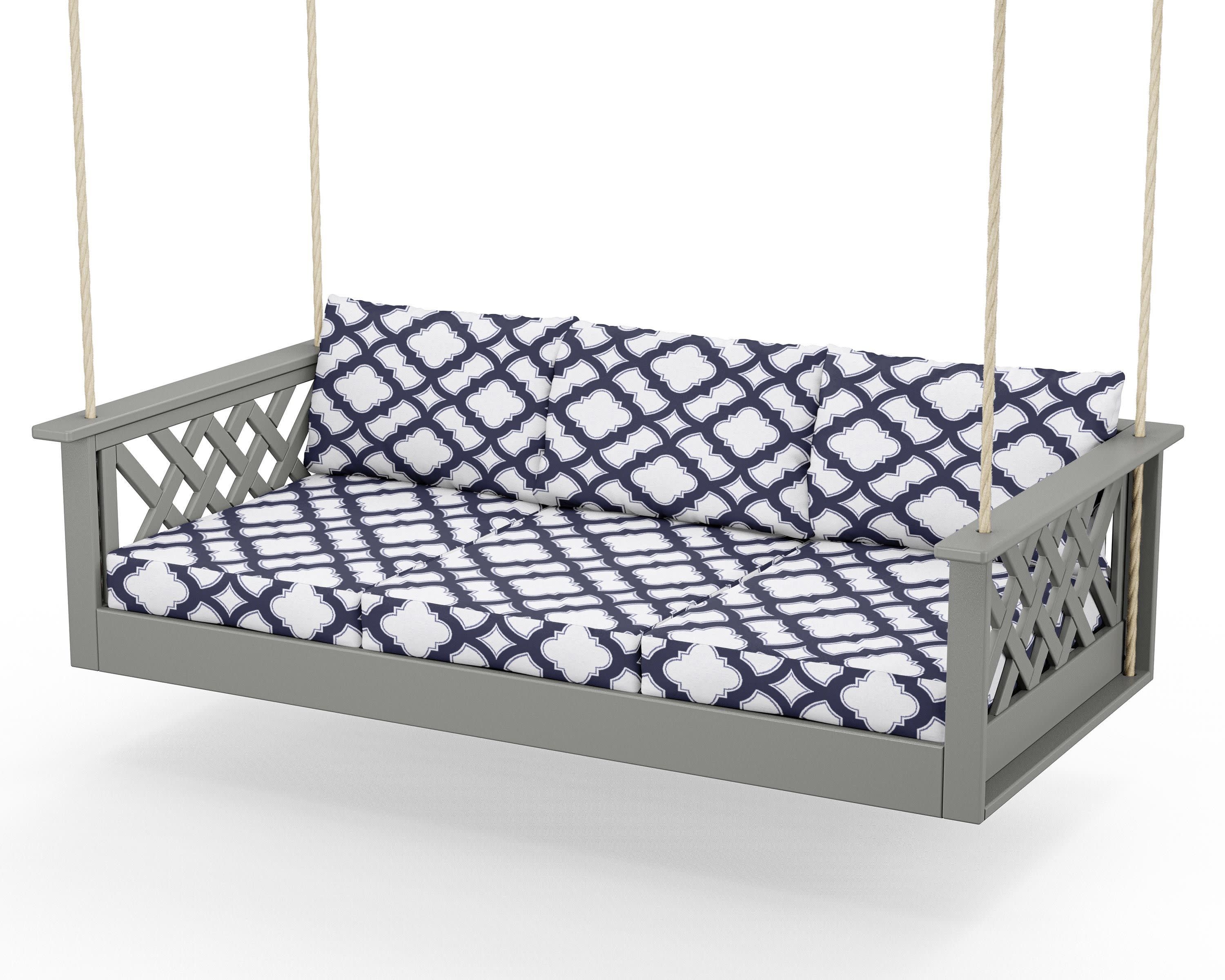 Wovendale Daybed Swing in Slate Grey / Trellis Navy