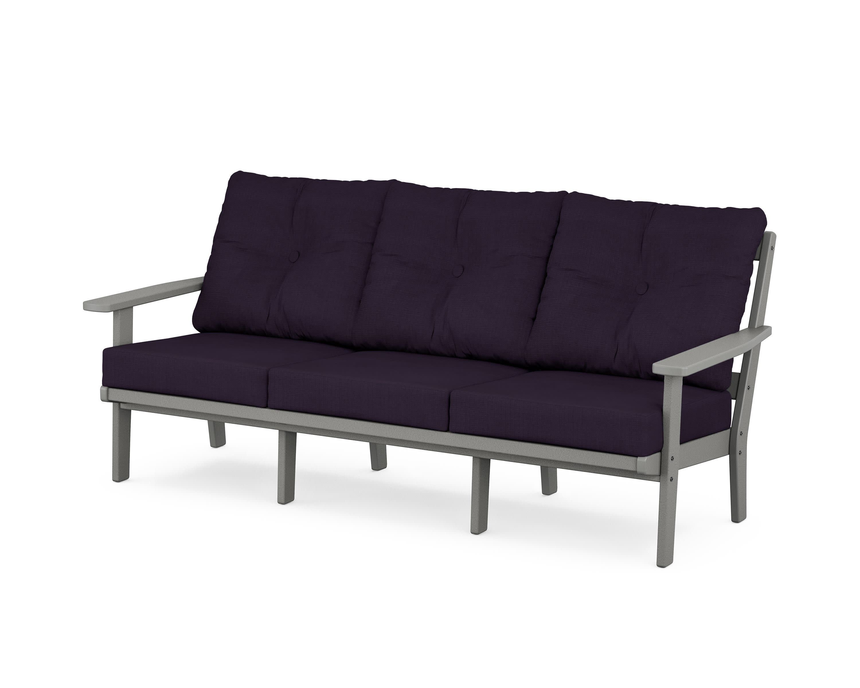 PrairieDeep Seating Sofa in Slate Grey / Navy Linen