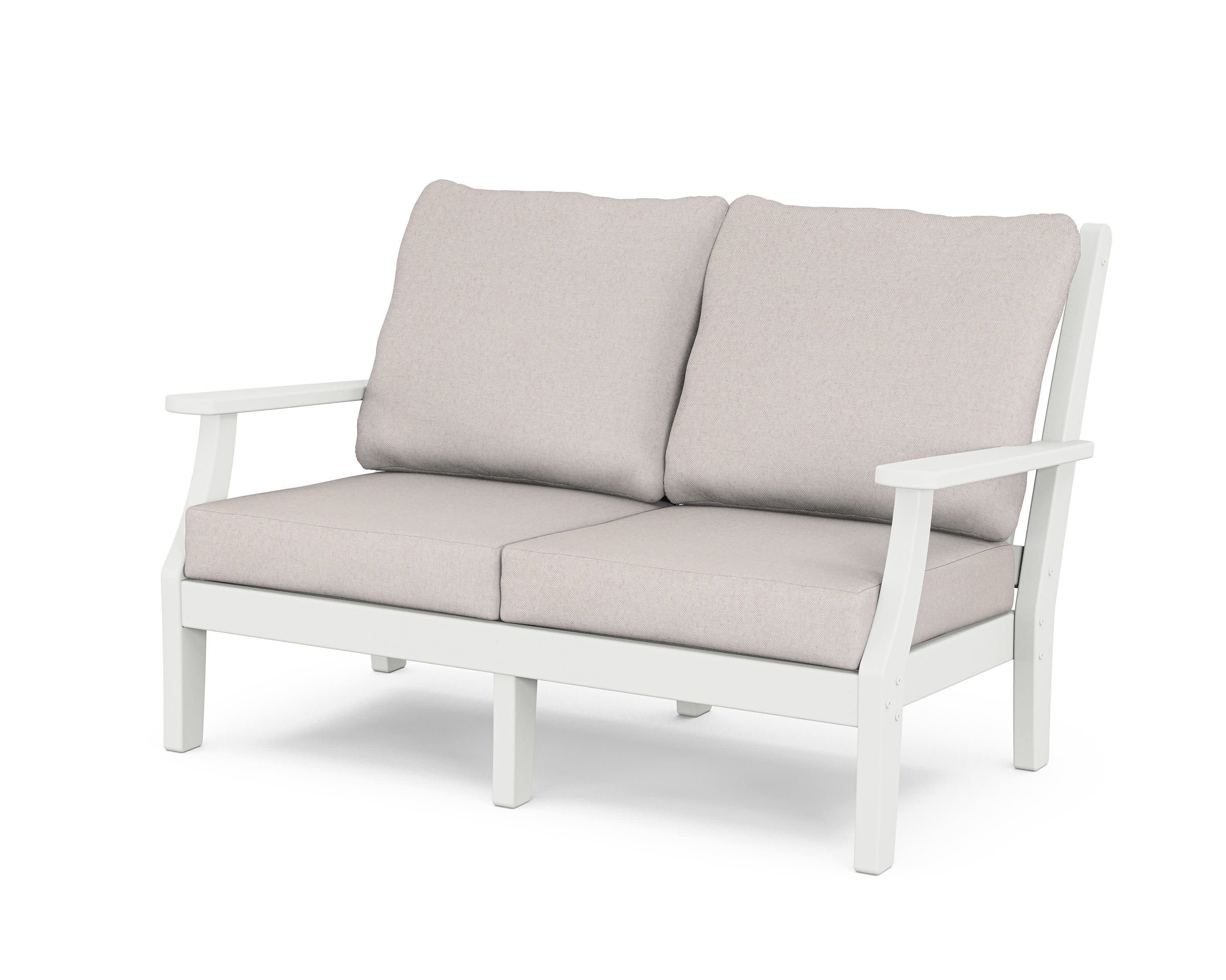 Wovendale Deep Seating Loveseat in White / Dune Burlap