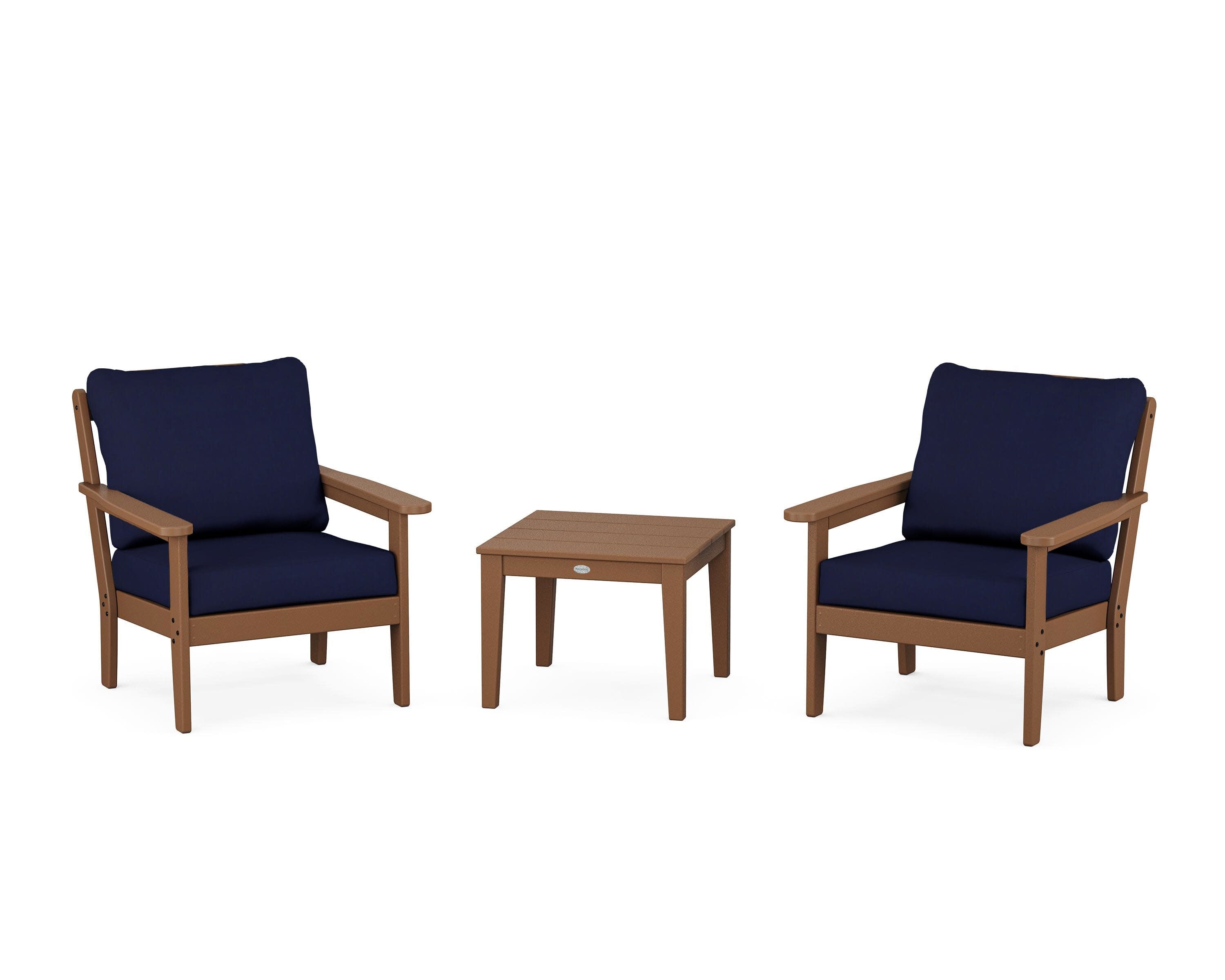 Cottage 3-Piece Deep Seating Set in Teak / Navy