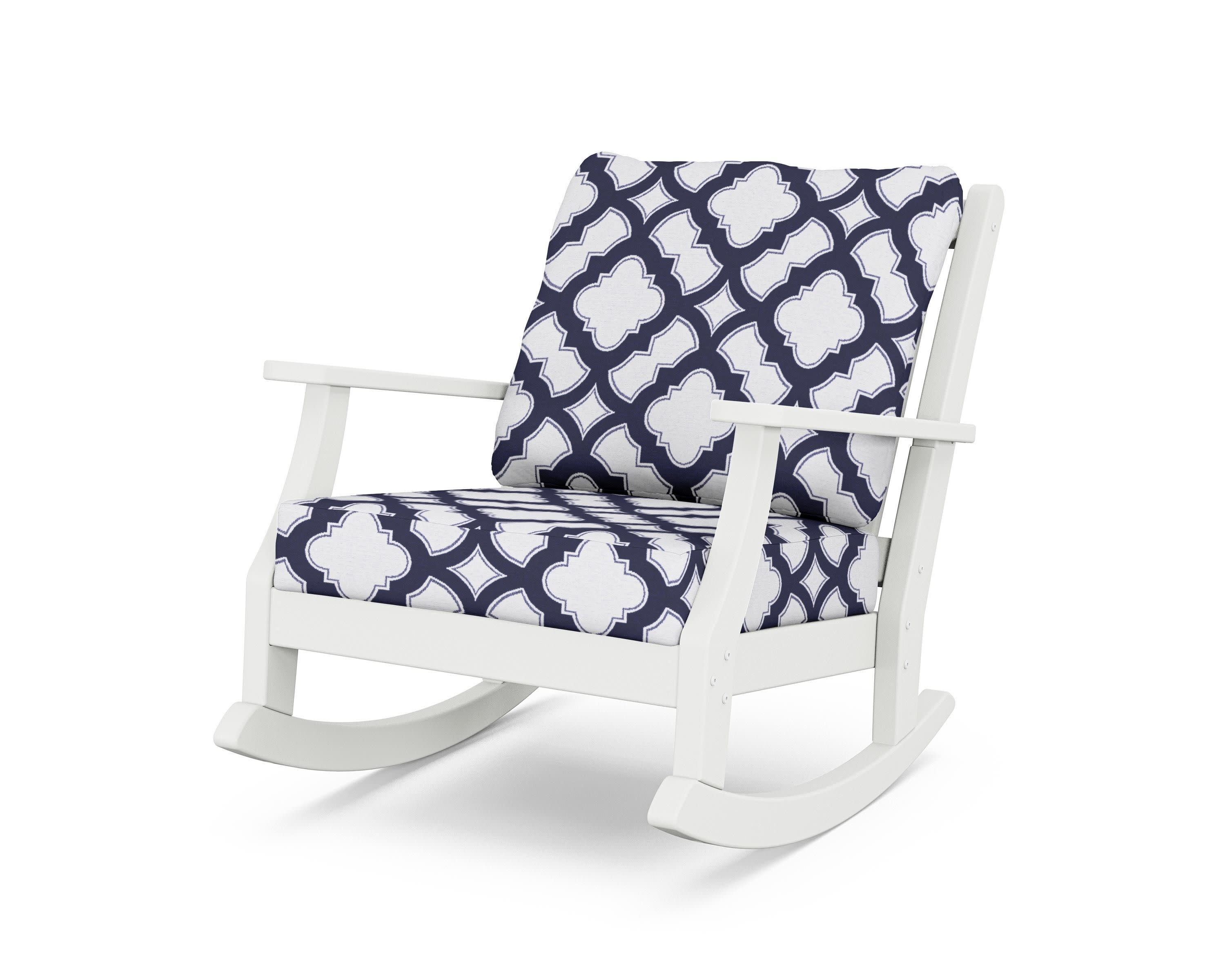 Wovendale Deep Seating Rocking Chair in White / Trellis Navy