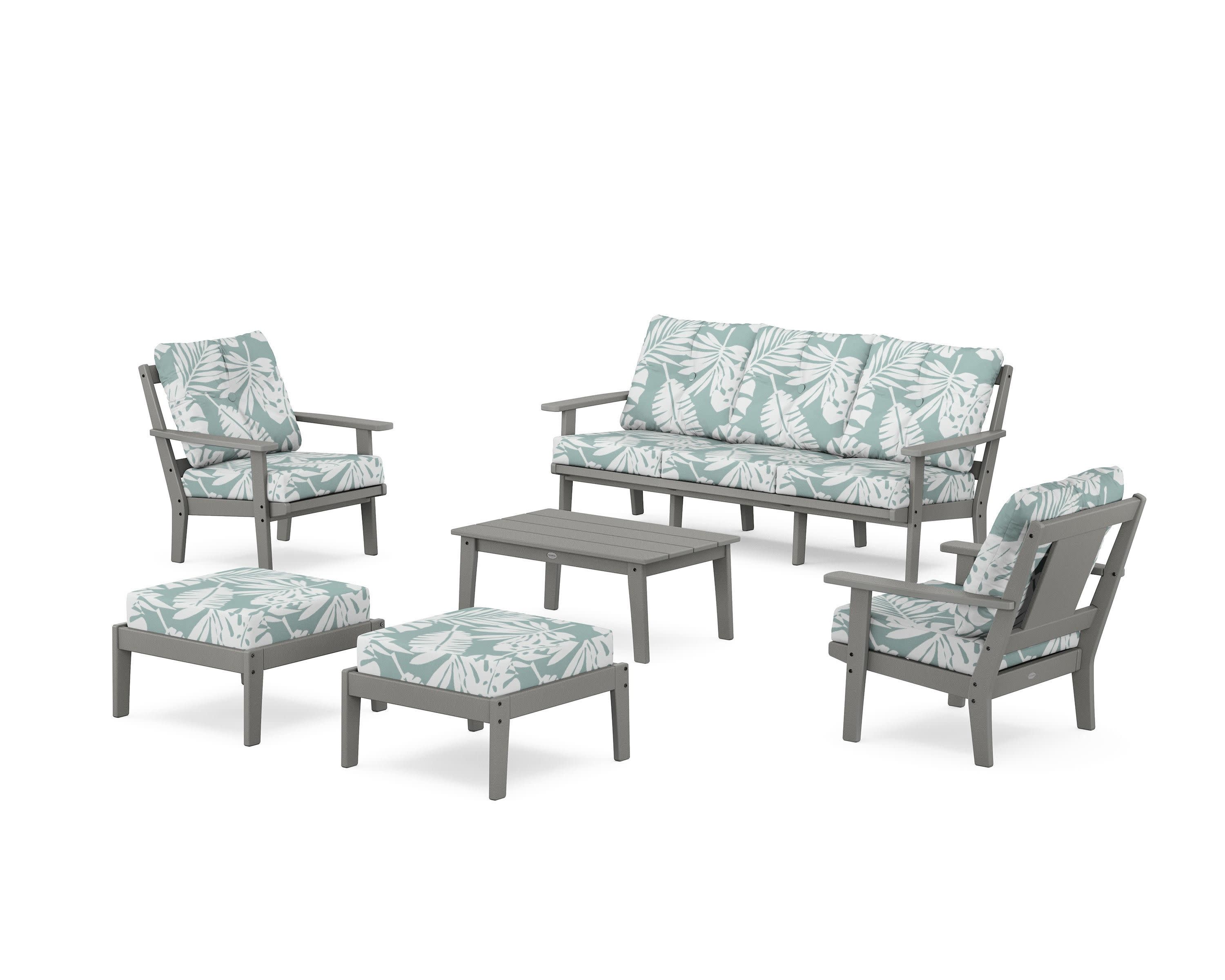 Prairie 6-Piece Lounge Sofa Set in Slate Grey / Leaf Glacier Spa