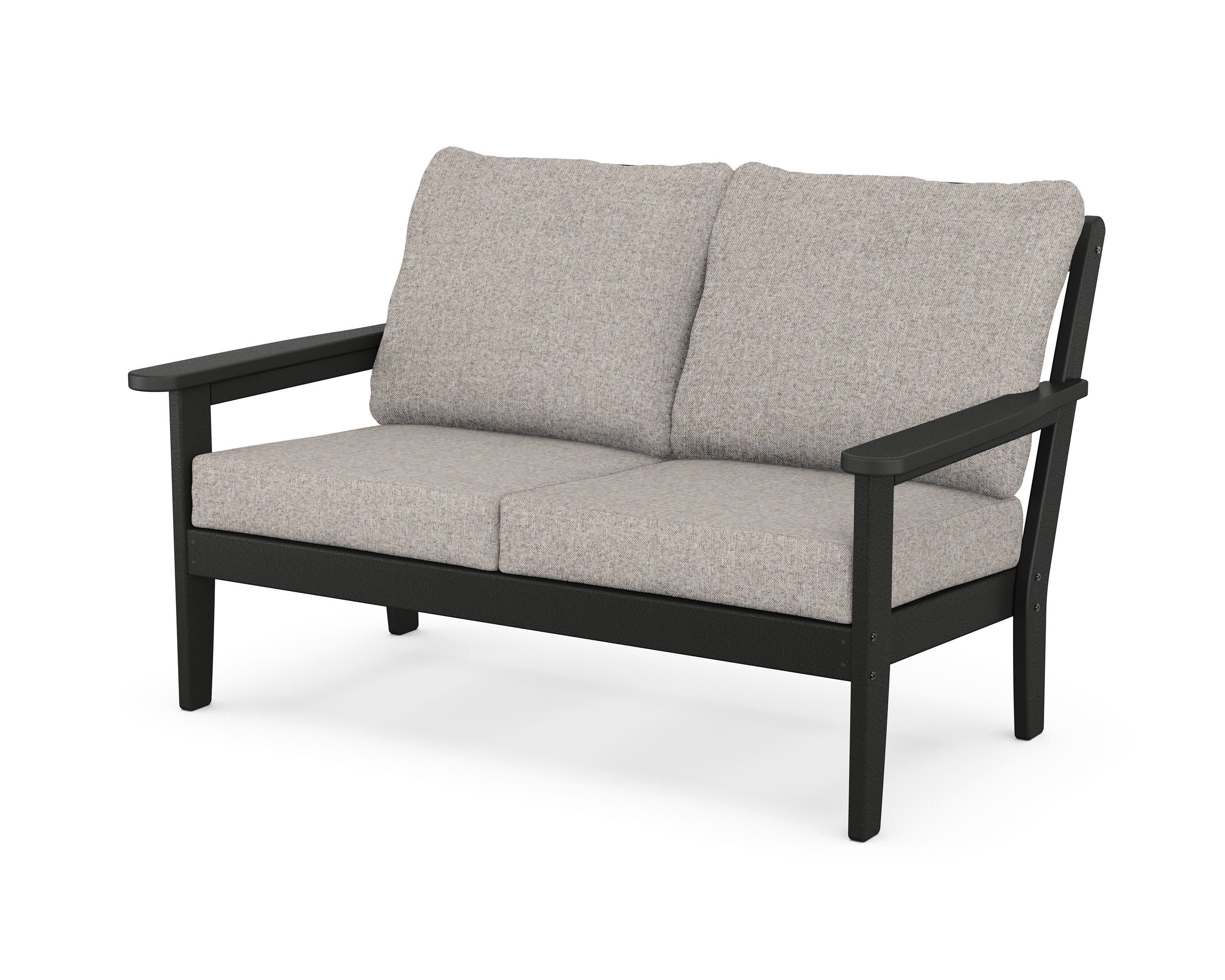 Cottage Deep Seating Loveseat in Black / Weathered Tweed