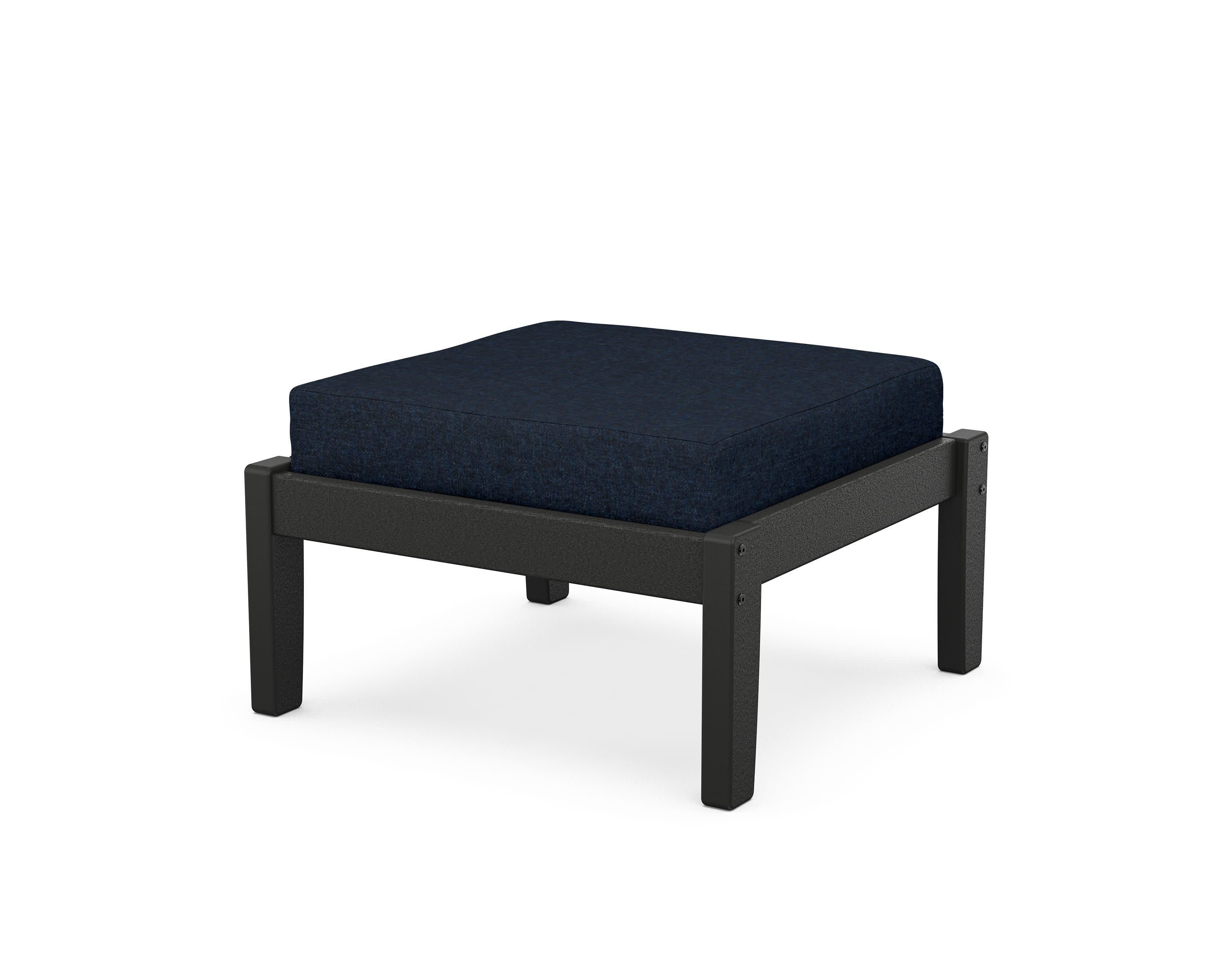 Deep Seating Ottoman in Black / Marine Indigo