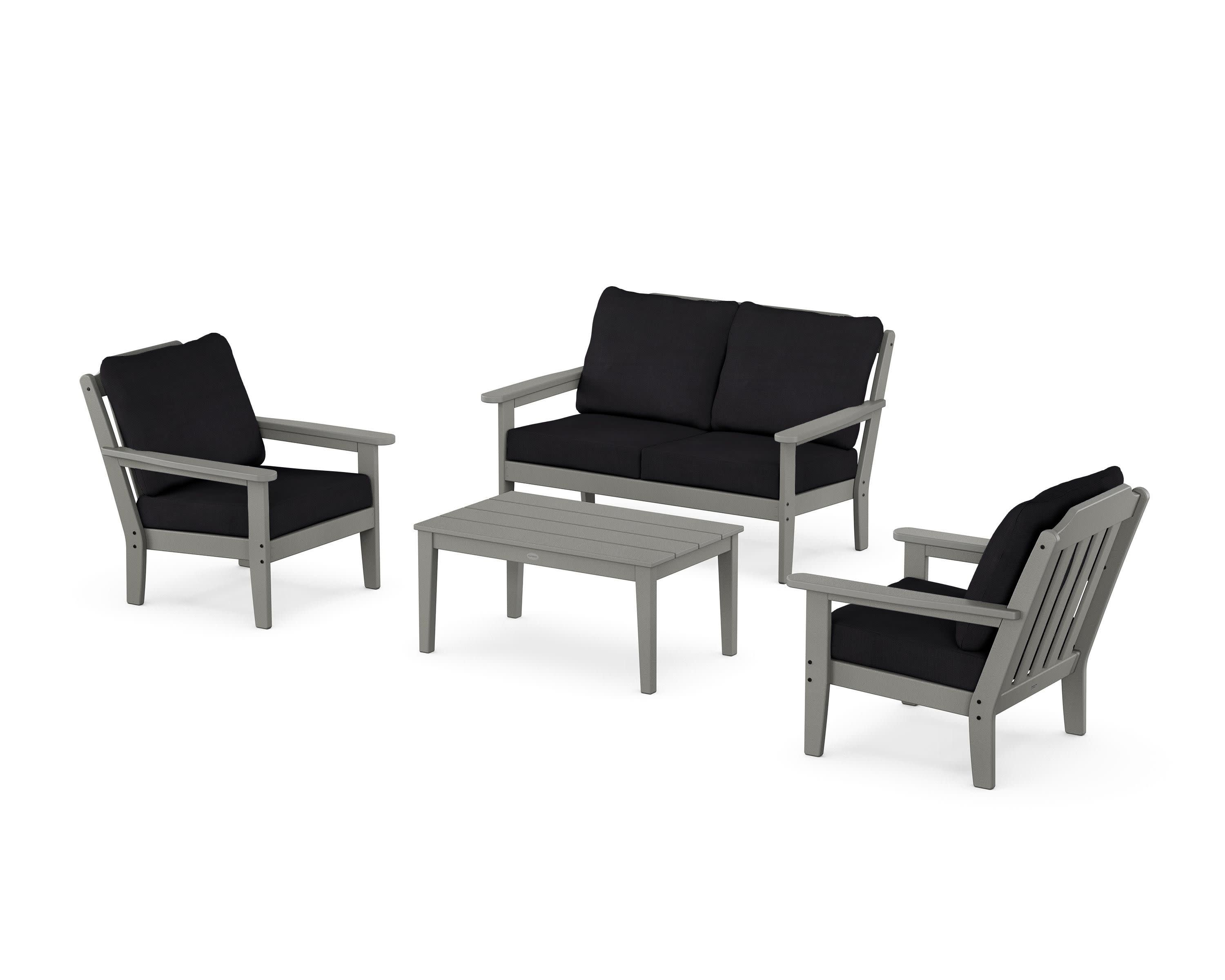 Cottage 4-Piece Deep Seating Set with Loveseat in Slate Grey / Midnight Linen