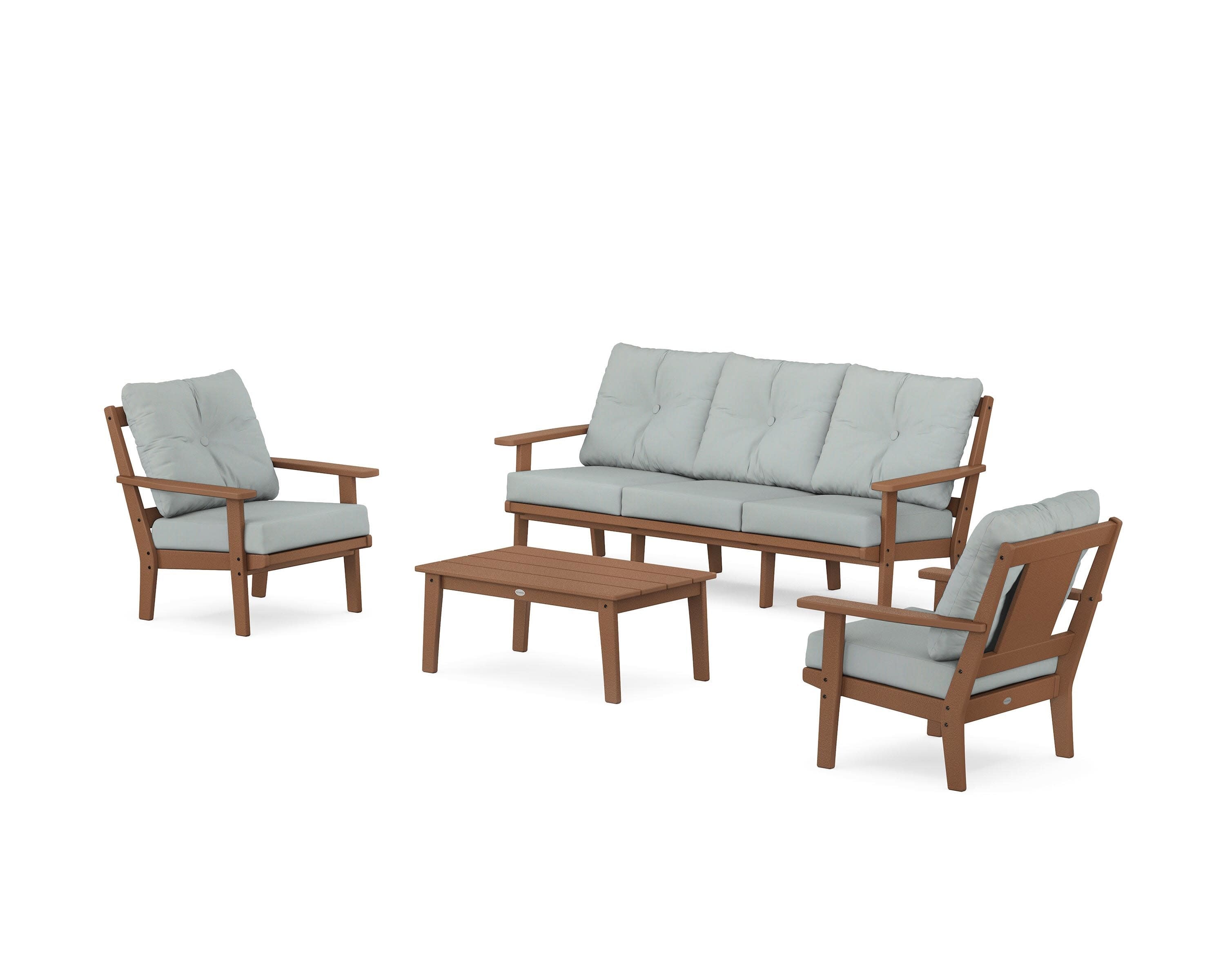 Prairie 4-Piece Deep Seating Set with Sofa in Teak / Spa