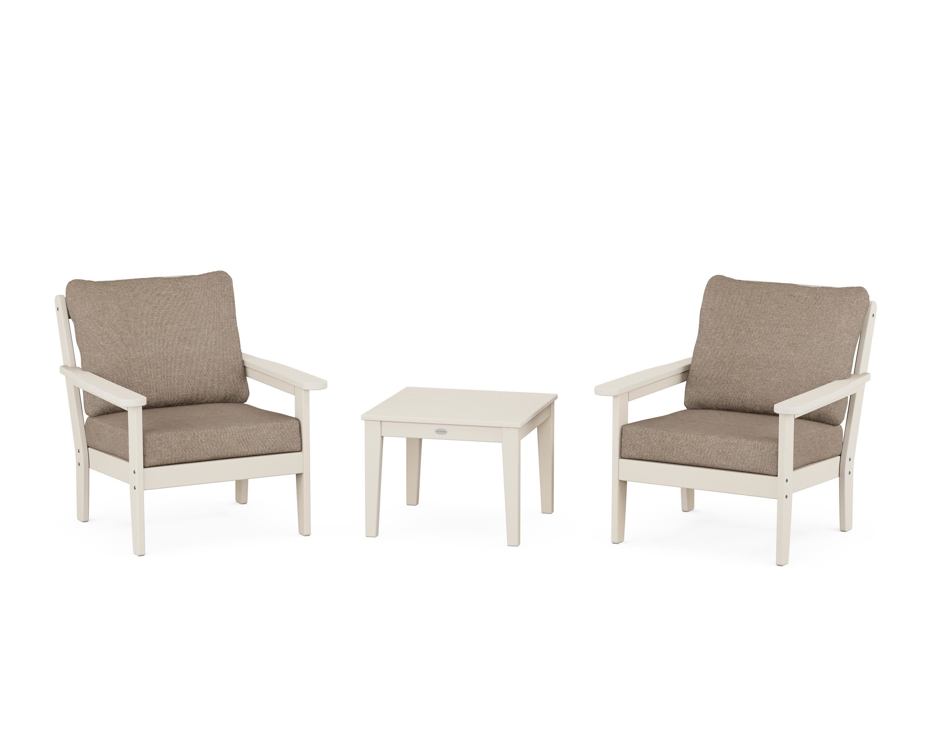 Cottage 3-Piece Deep Seating Set in Sand / Spiced Burlap