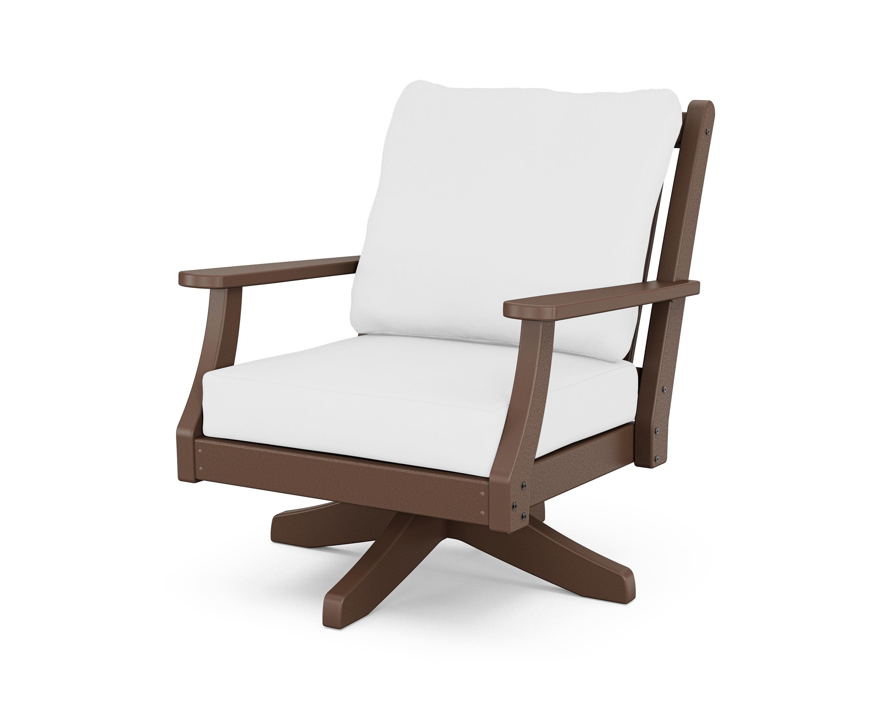 Wovendale Deep Seating Swivel Chair in Mahogany / Natural