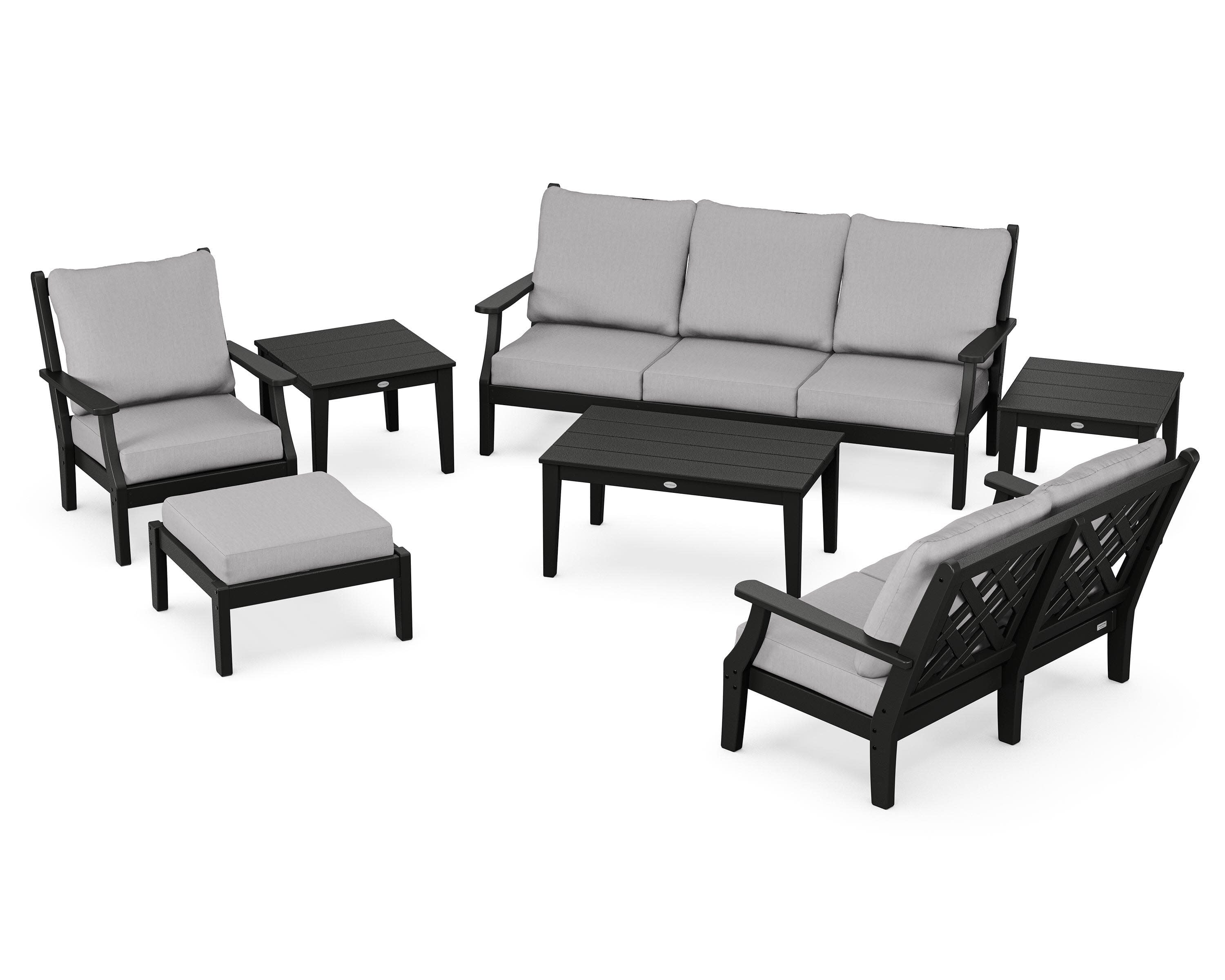 Wovendale 7-Piece Deep Seating Set in Black / Granite
