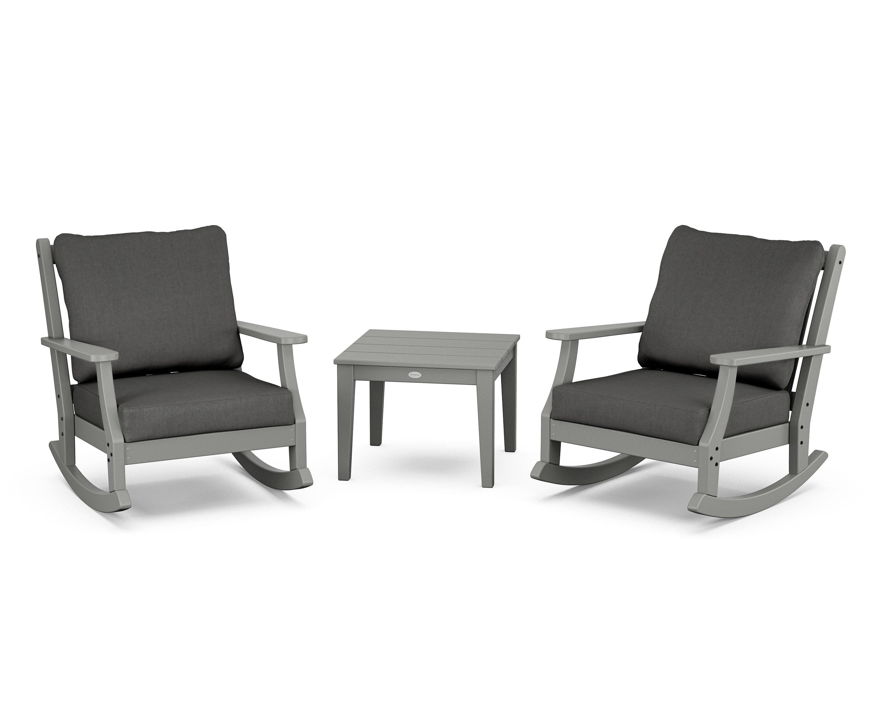 Wovendale 3-Piece Deep Seating Rocker Set in Slate Grey / Spectrum Carbon