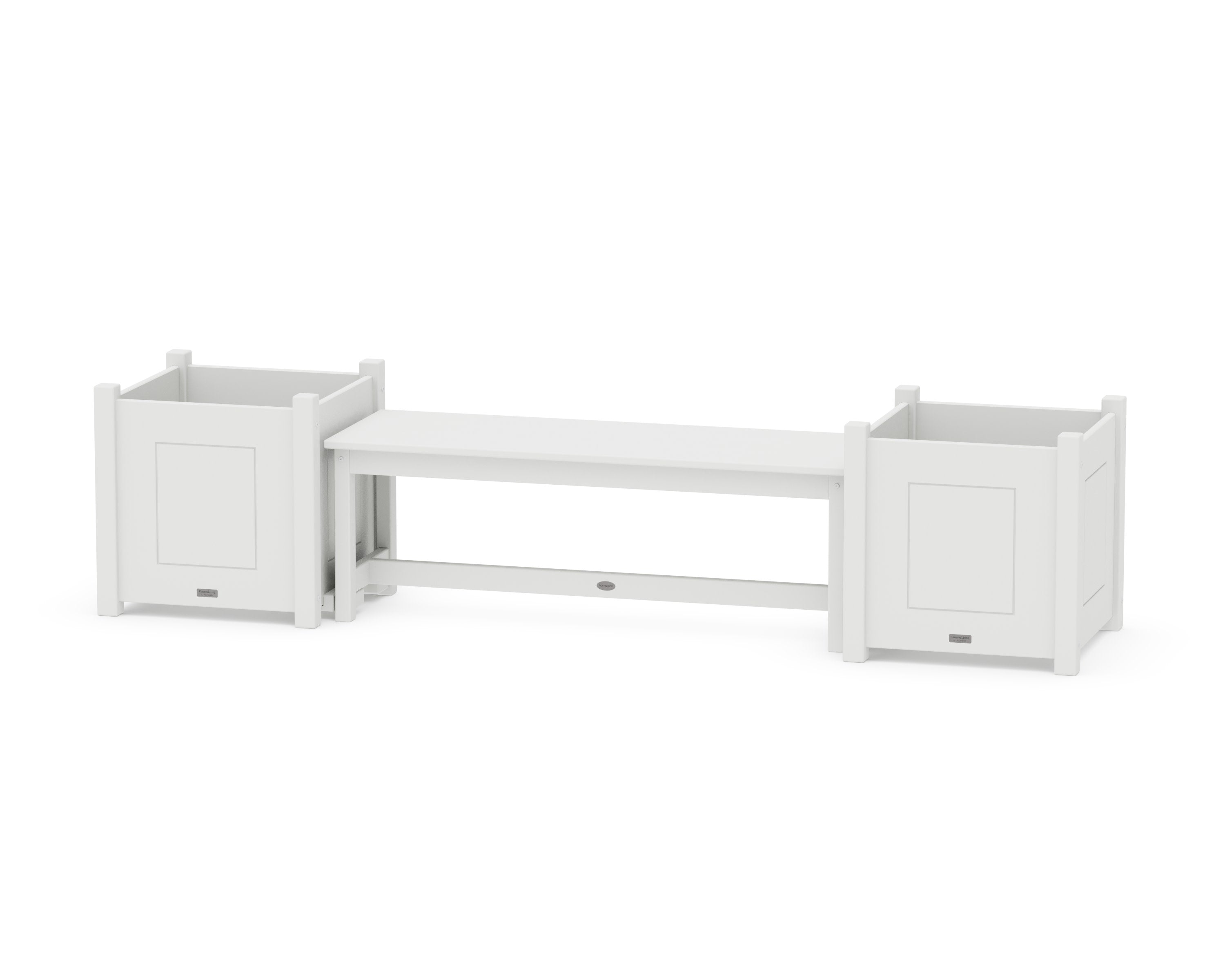 48" Country Living Straight Planter Bench Set - Large in White