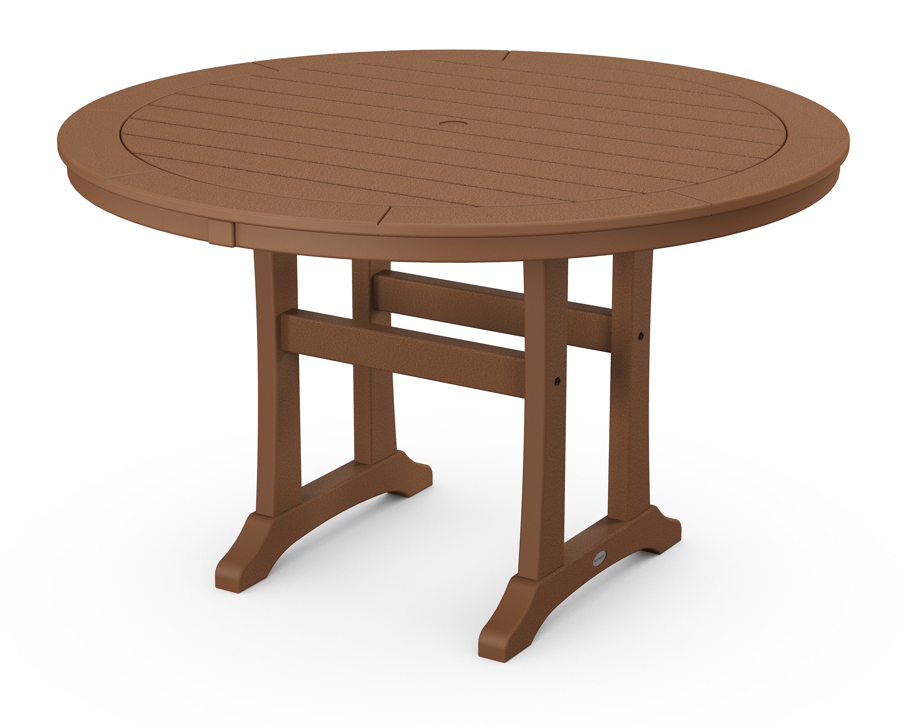 Nautical Trestle 48" Round Dining Table in Teak