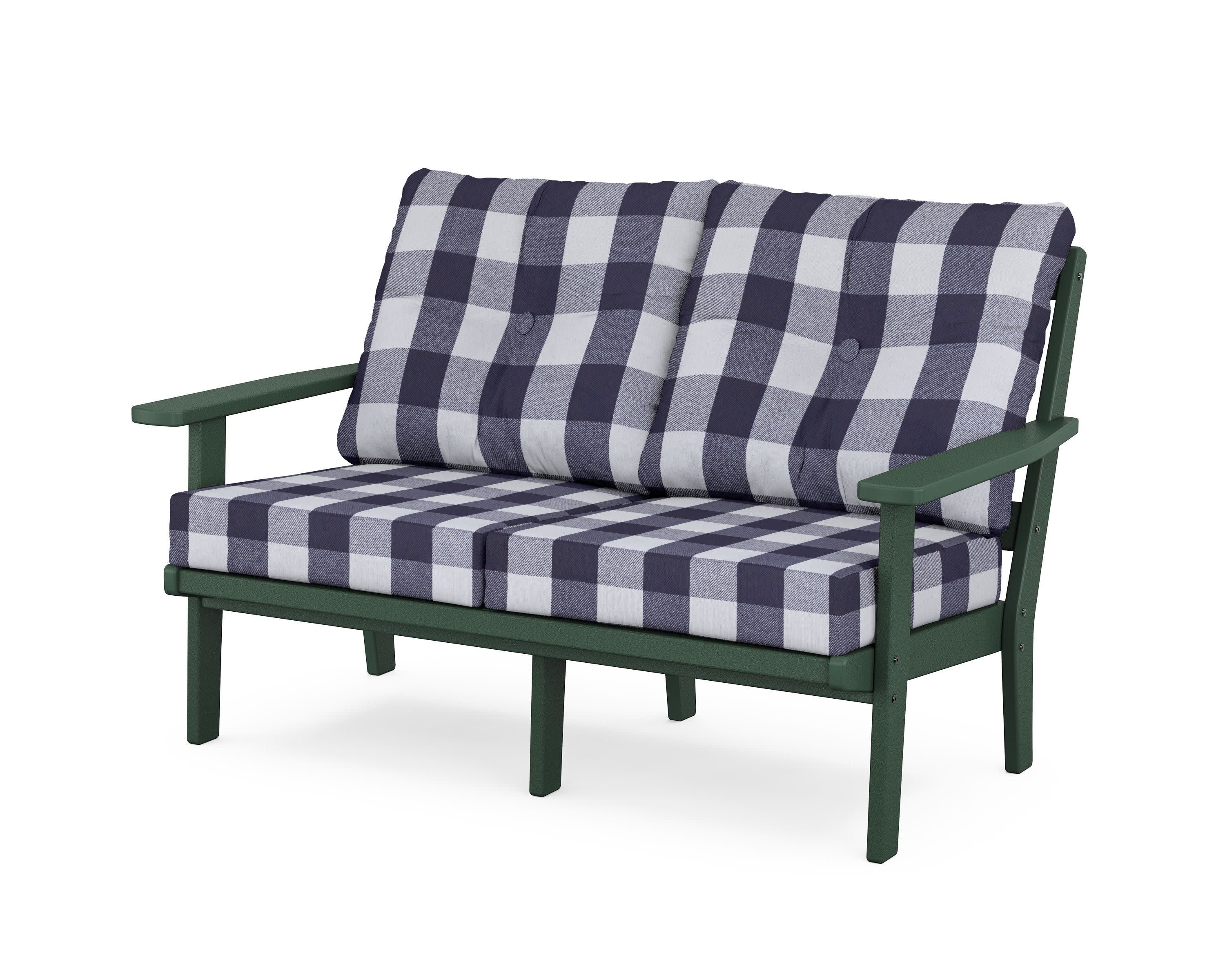 Prairie Deep SeatingLoveseat in Green / Buffalo Plaid Navy
