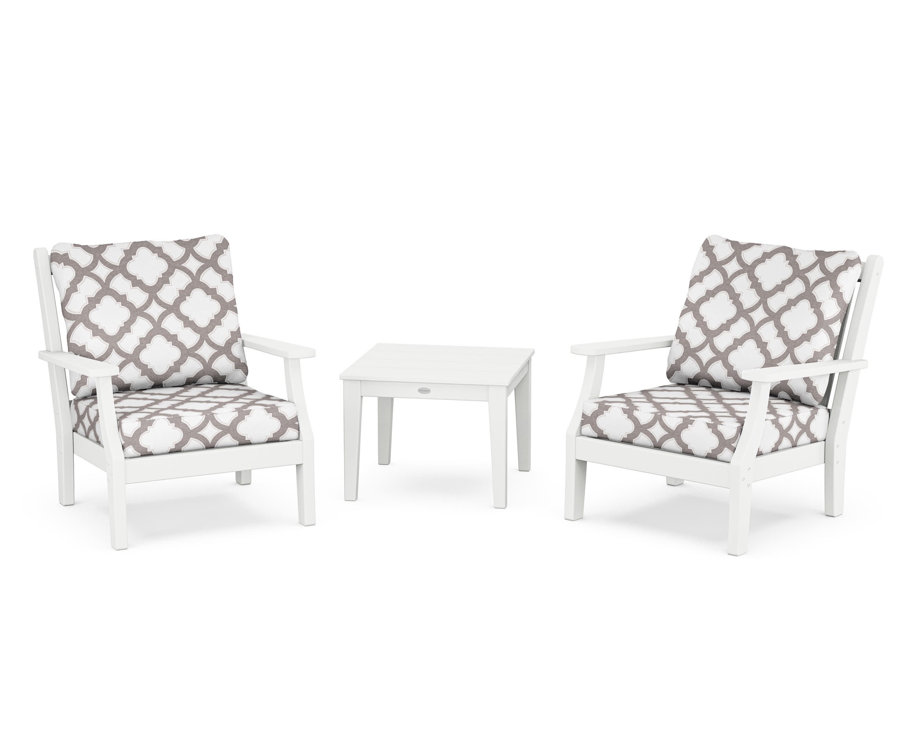 Wovendale 3-Piece Deep Seating Set in White / Trellis Grey Mist