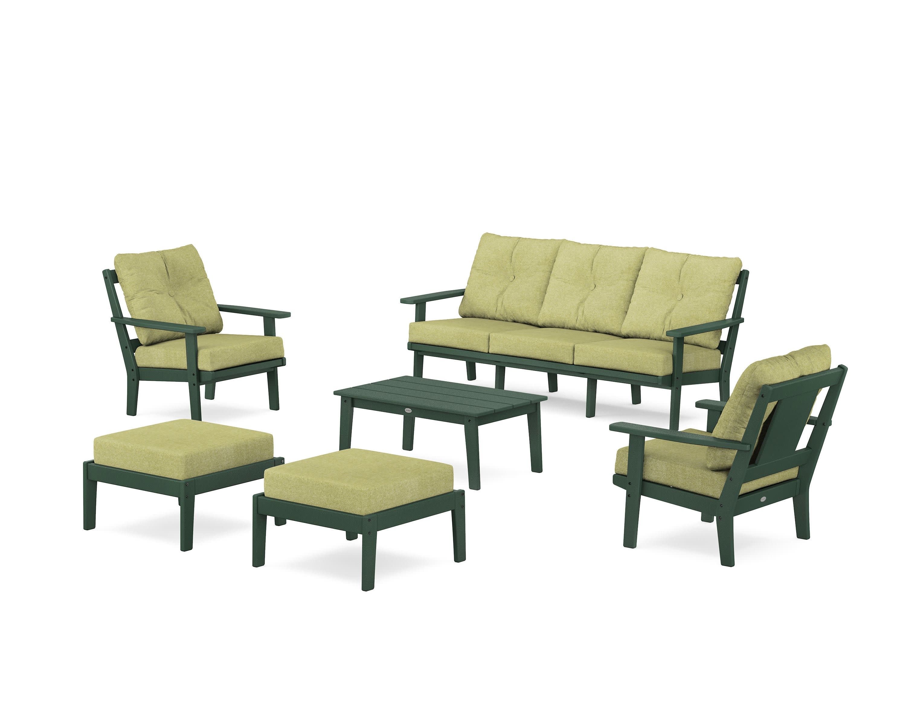 Prairie 6-Piece Lounge Sofa Set in Green / Chartreuse Boucle