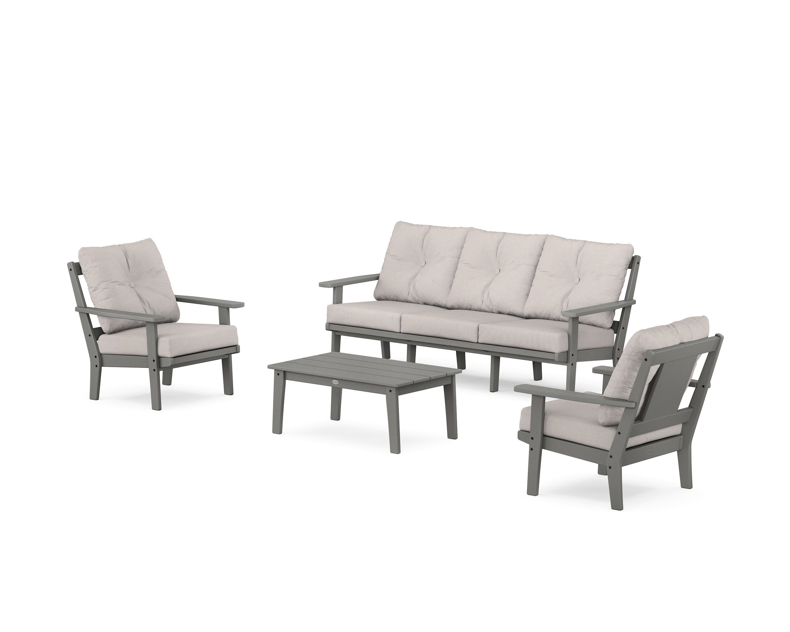 Prairie 4-Piece Deep Seating Set with Sofa in Slate Grey / Dune Burlap