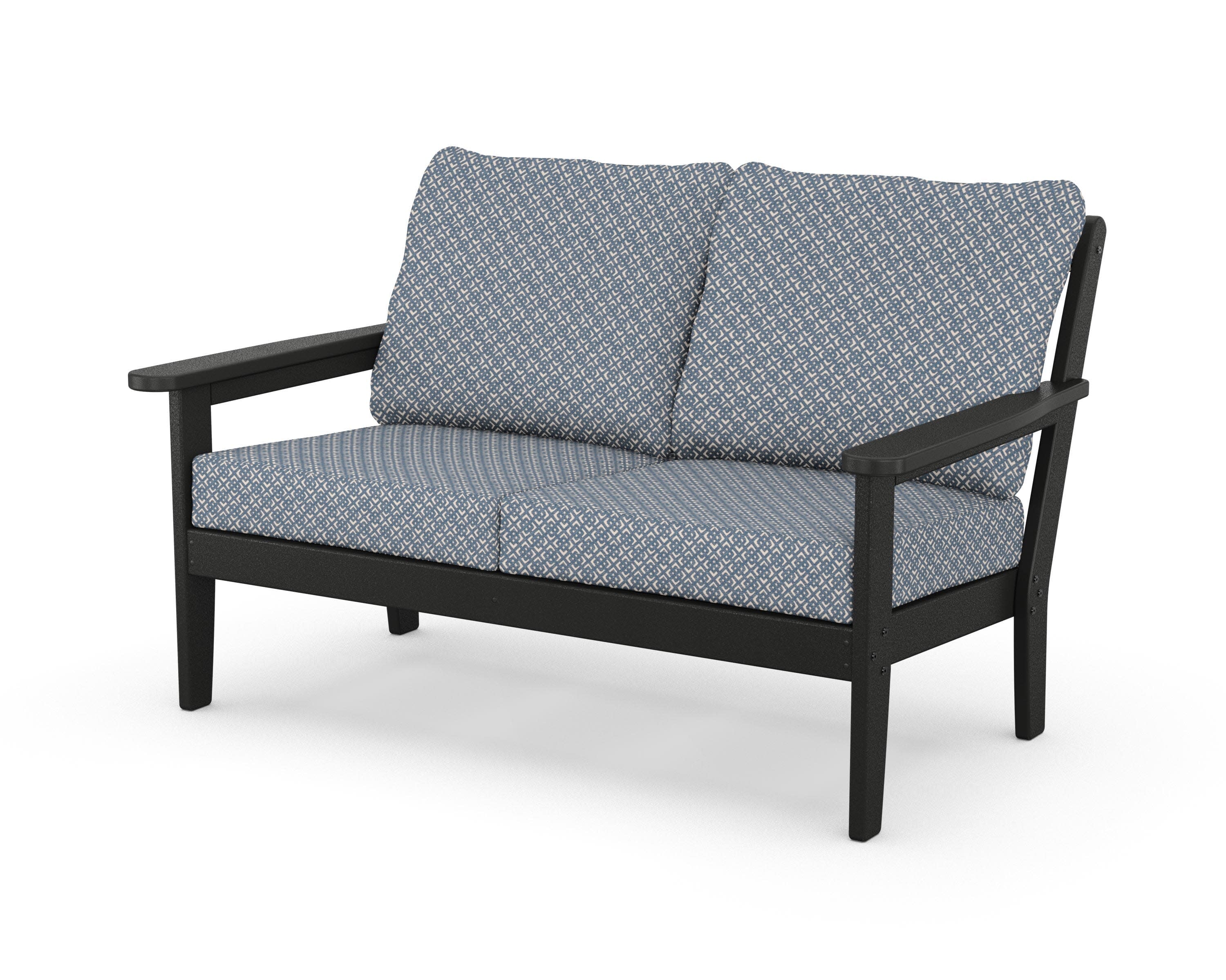 Cottage Deep Seating Loveseat in Black / Hopscotch